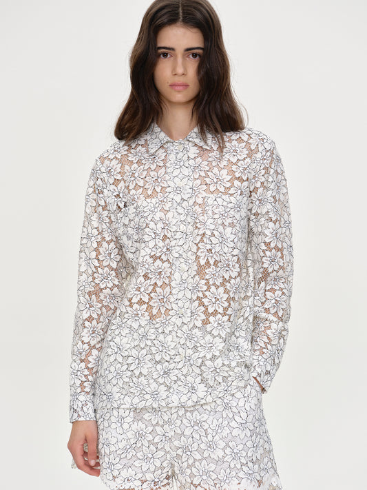 Casati Daisy Embroidered Lace Shirt, White