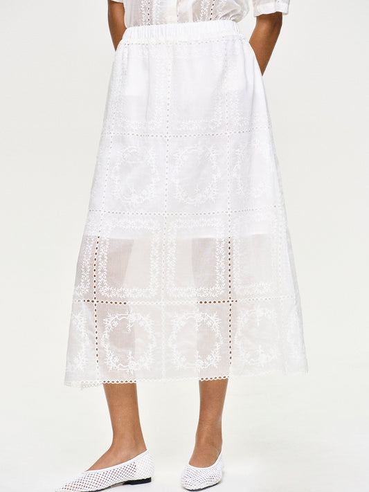 Embroidered Eyelet Co-ords, White