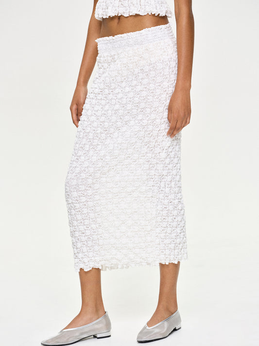 (Pre-order) Karlie Smocked Gauze Skirt, White