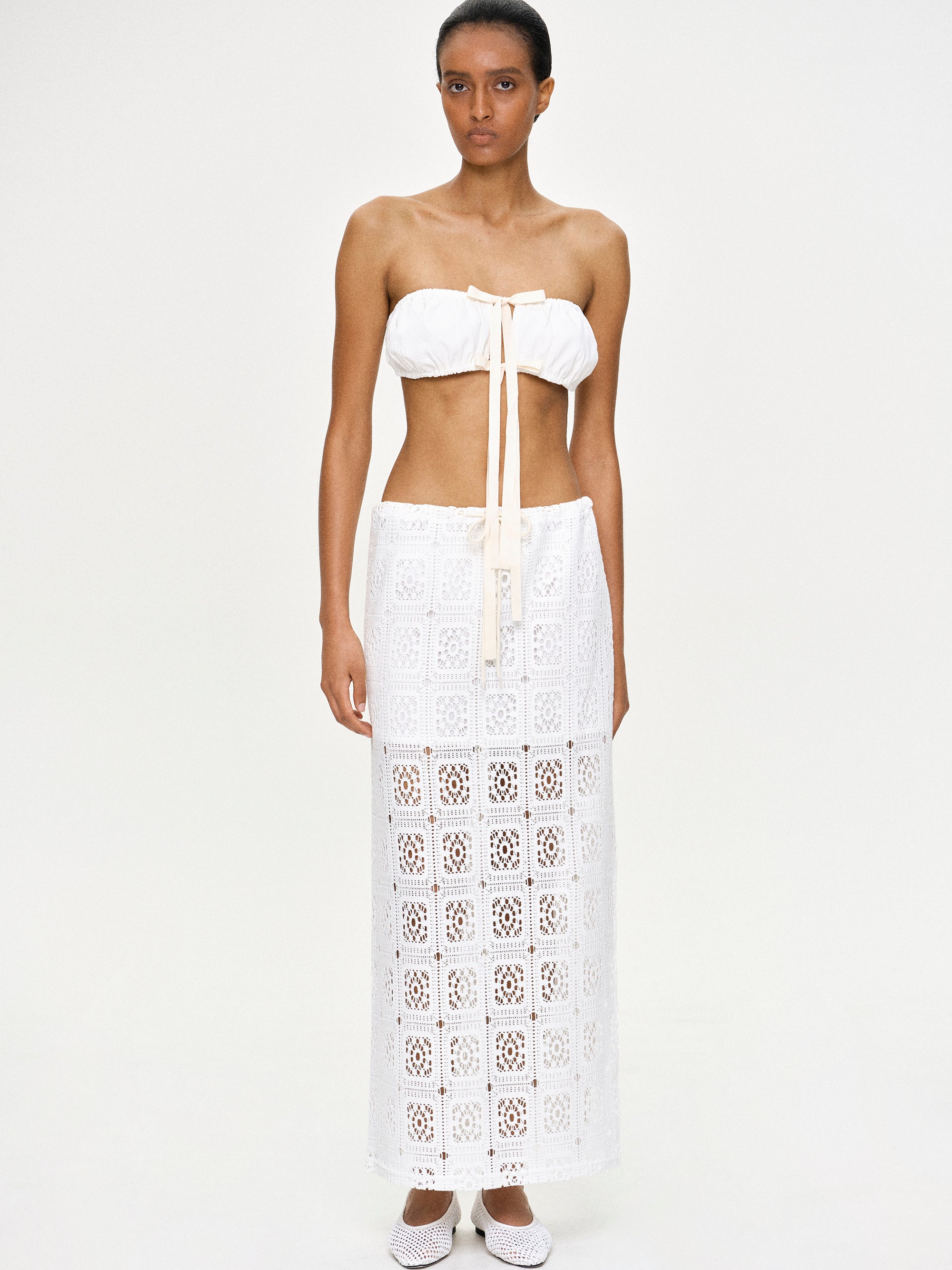 Crochet Drawstring Skirt, White – SourceUnknown