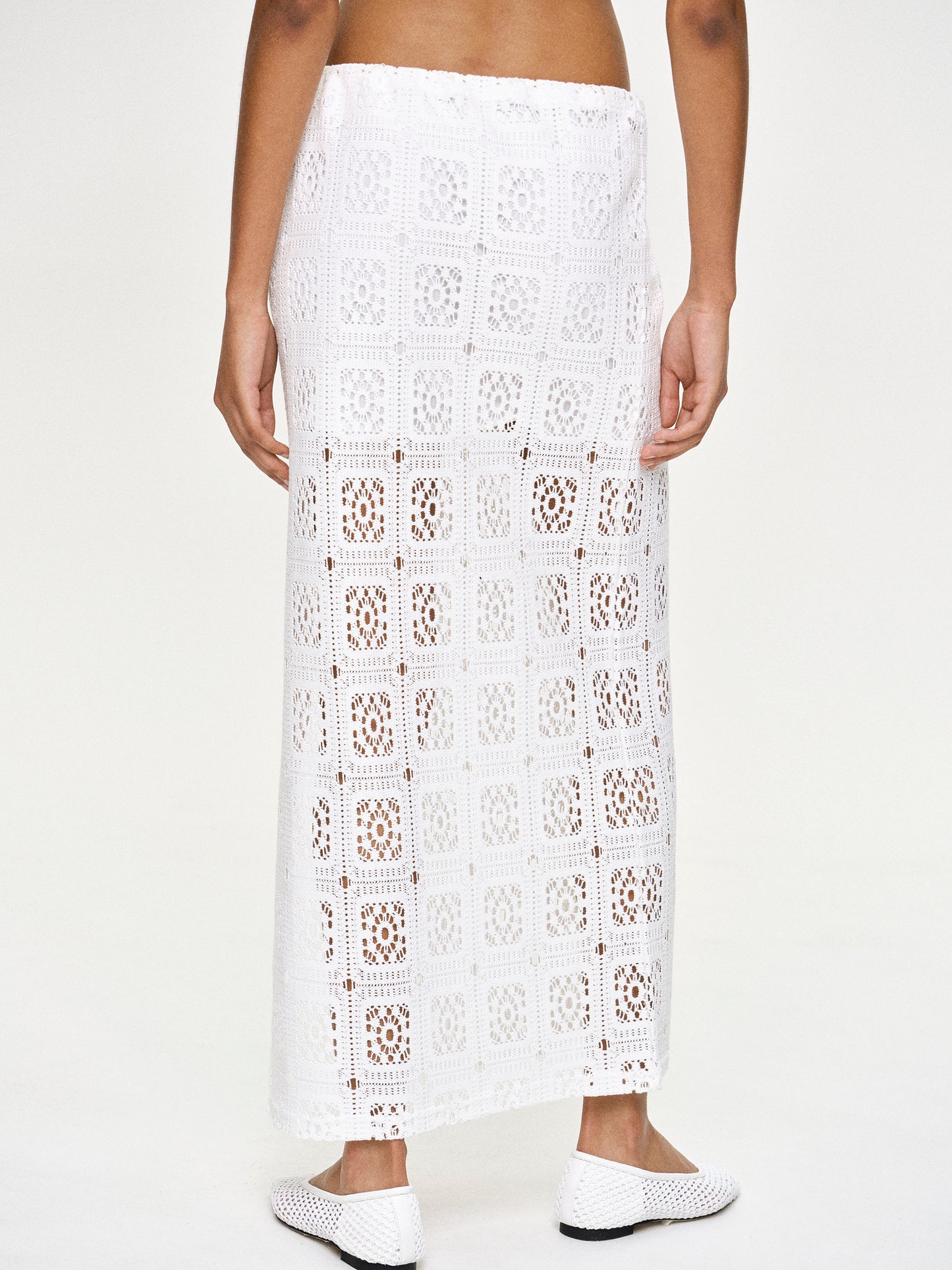 Crochet Drawstring Skirt, White