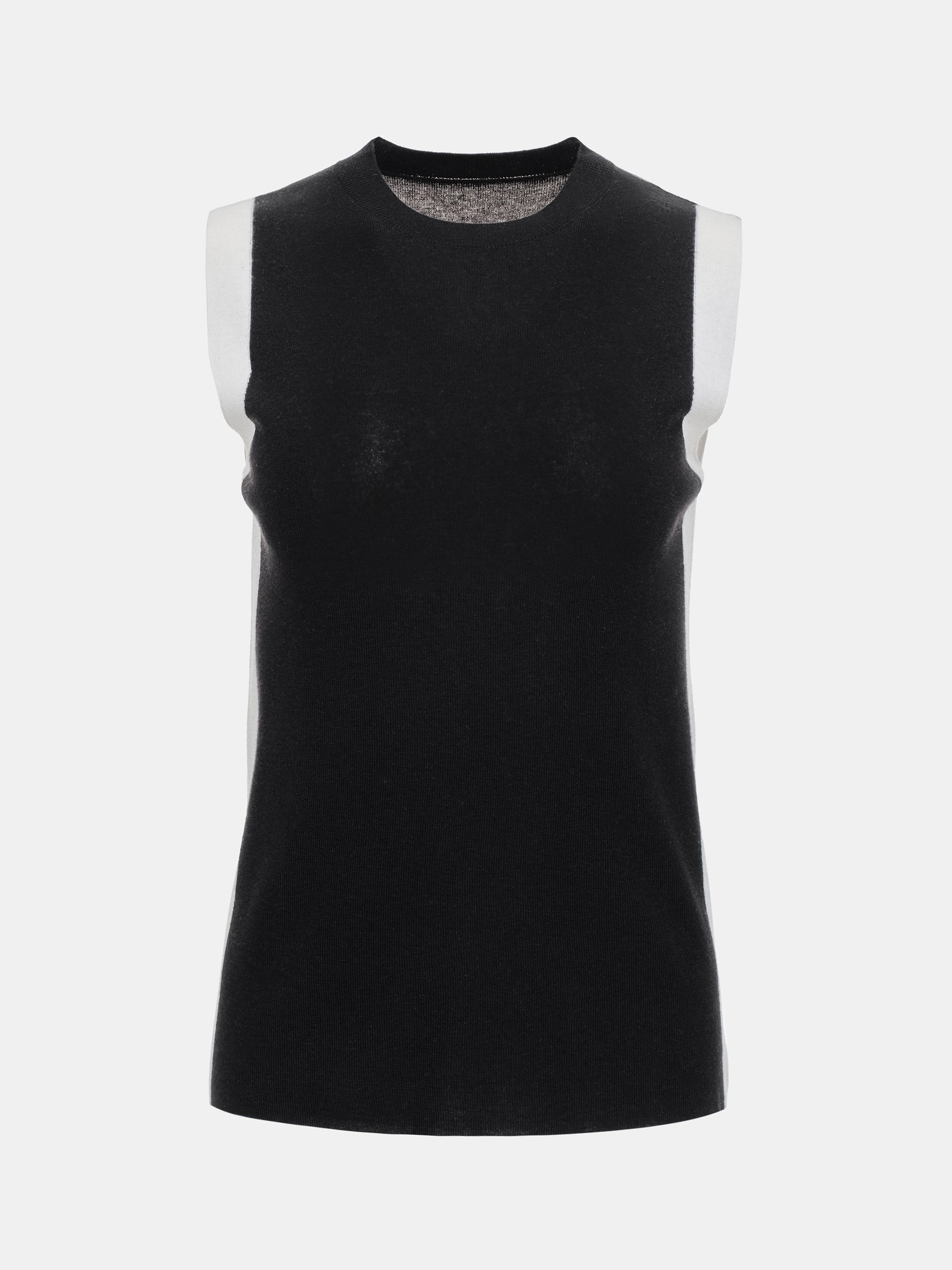 Contrast Sleeveless Knit, Black