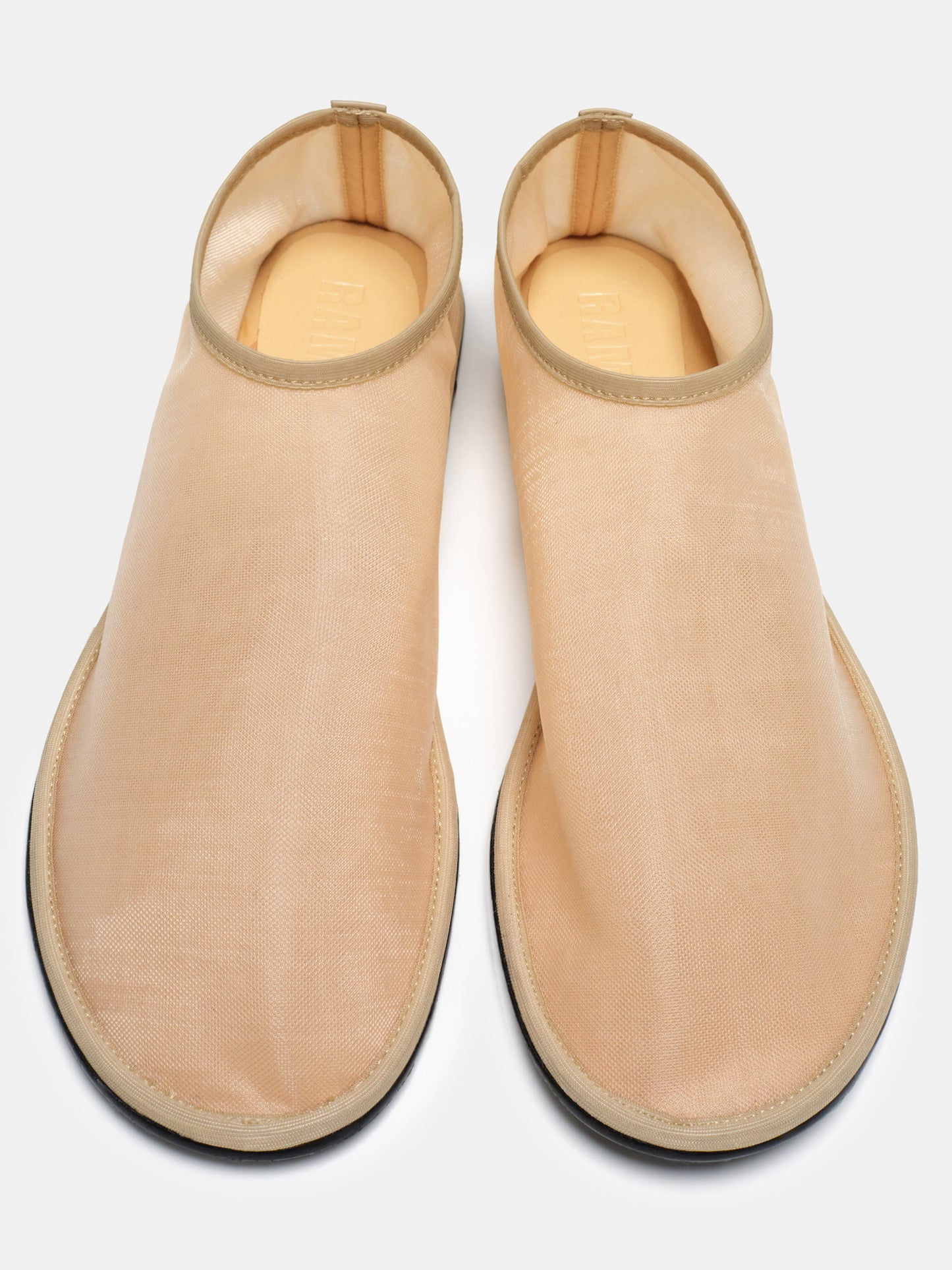 Sock Leather-trimmed Mesh Flats, Beige