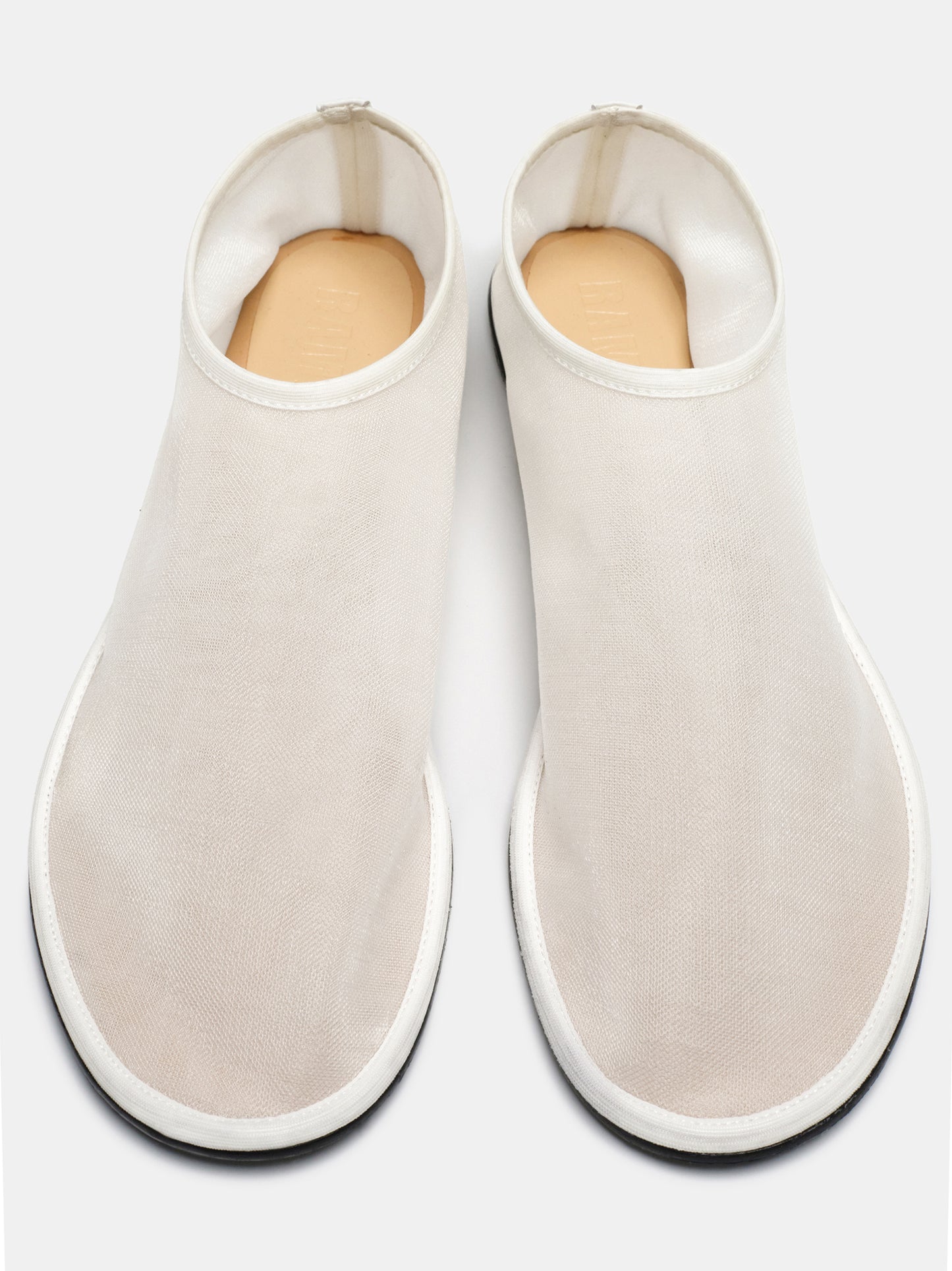 Sock Leather-trimmed Mesh Flats, White