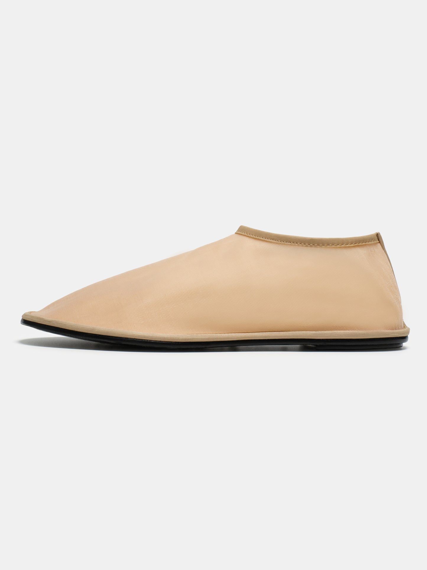 Sock Leather-trimmed Mesh Flats, Beige