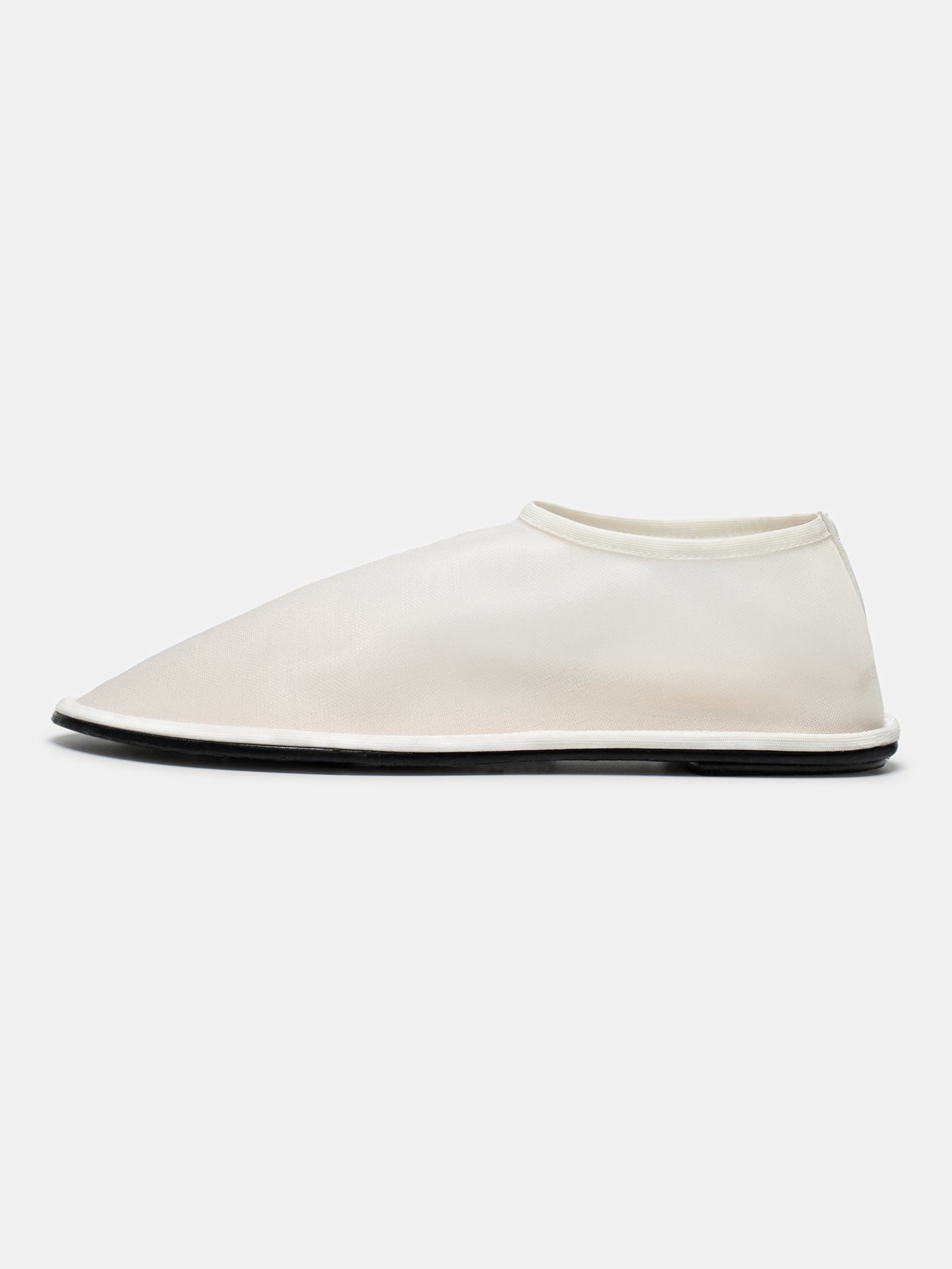 Sock Leather-trimmed Mesh Flats, White