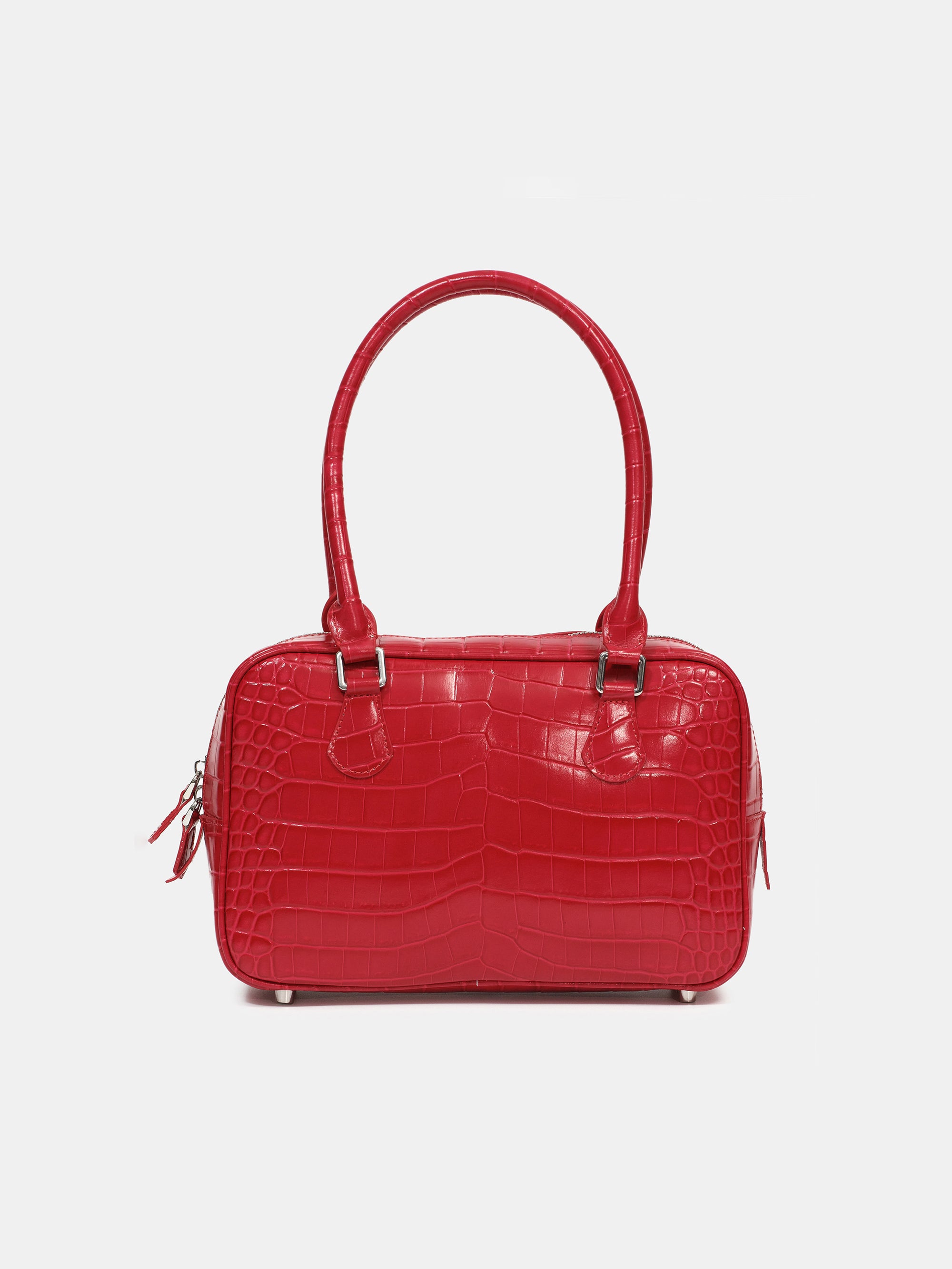 Yves Croc-embossed Leather Bag, Red