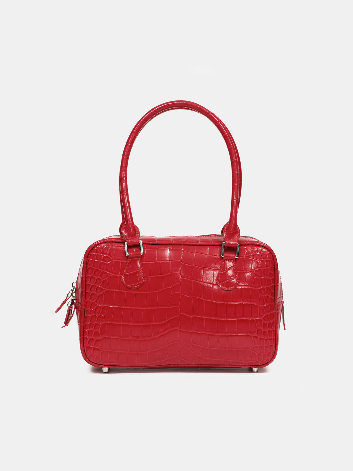 Yves Croc-embossed Leather Bag, Red