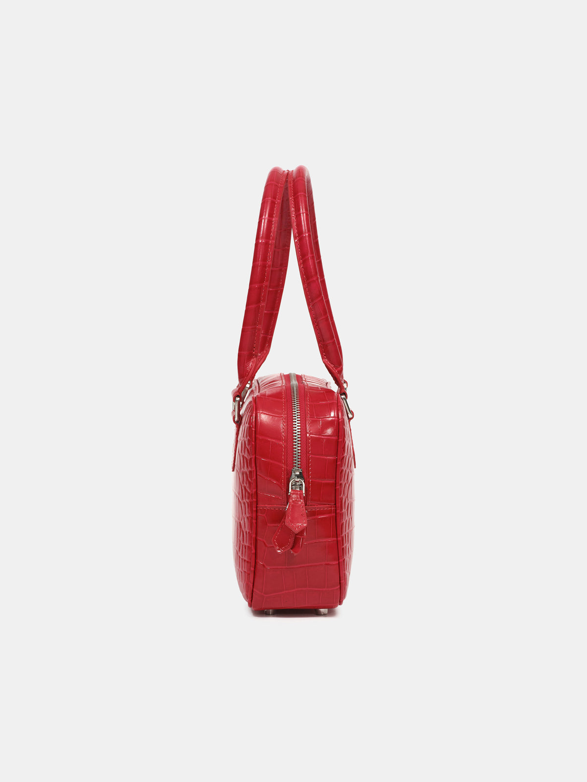 Yves Croc-embossed Leather Bag, Red