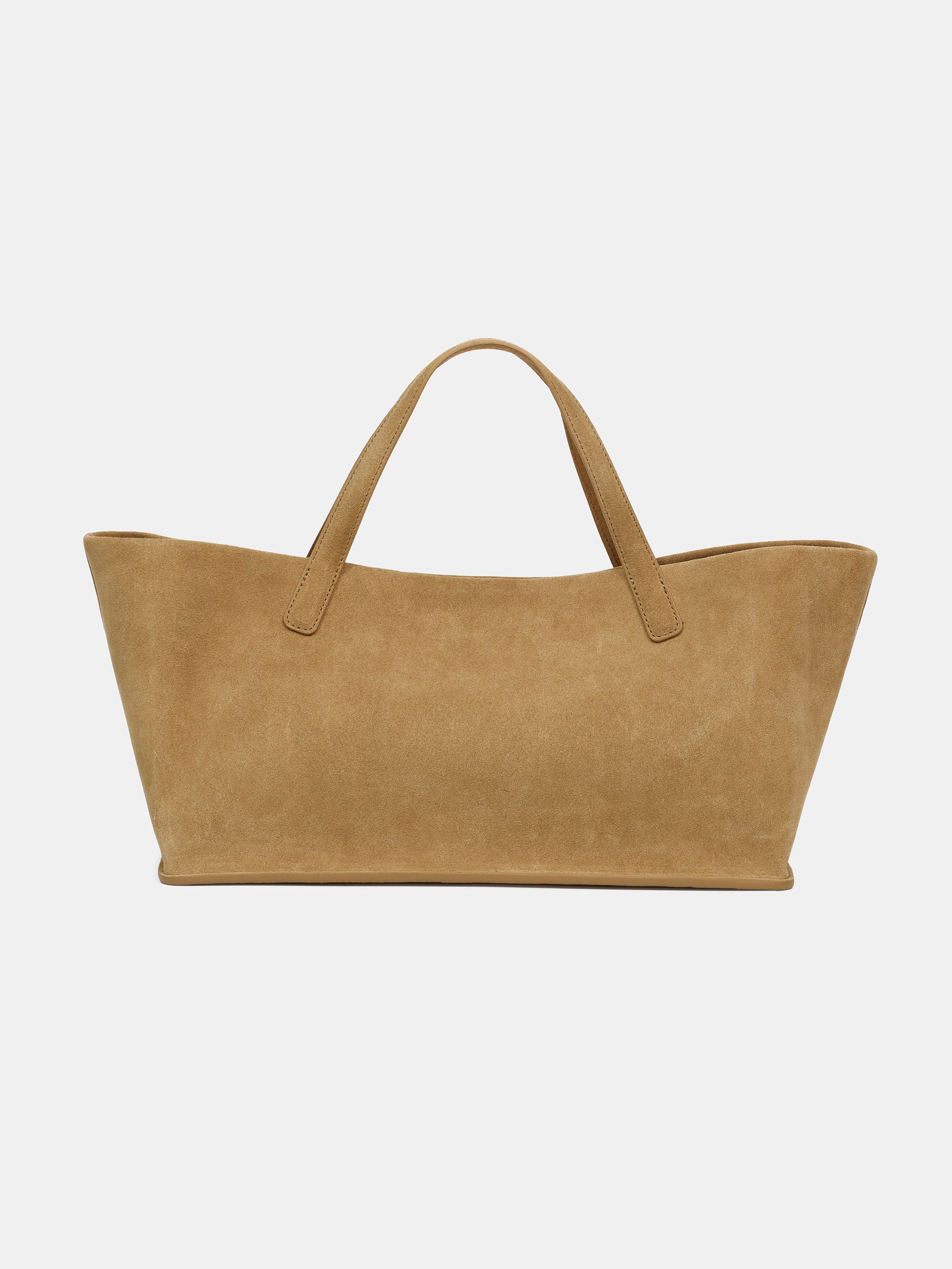 Trapeze Suede Tote, Tan
