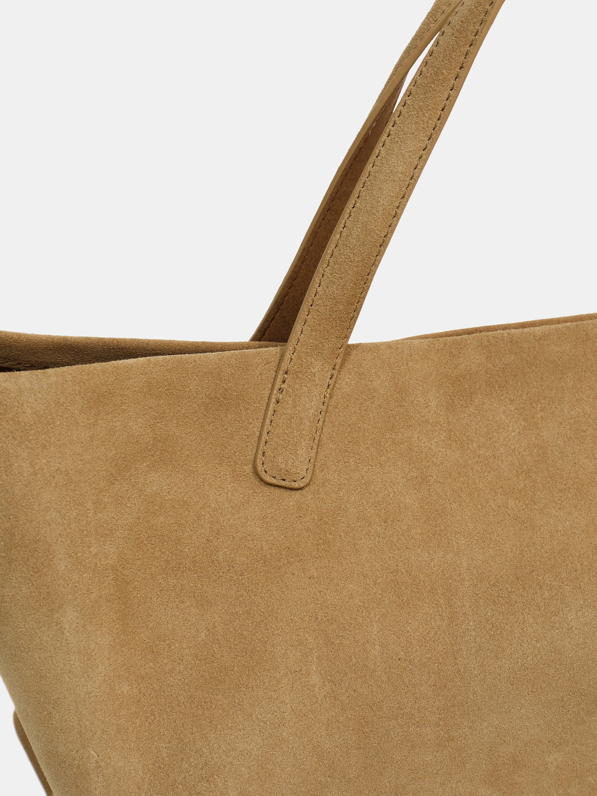 Trapeze Suede Tote, Tan