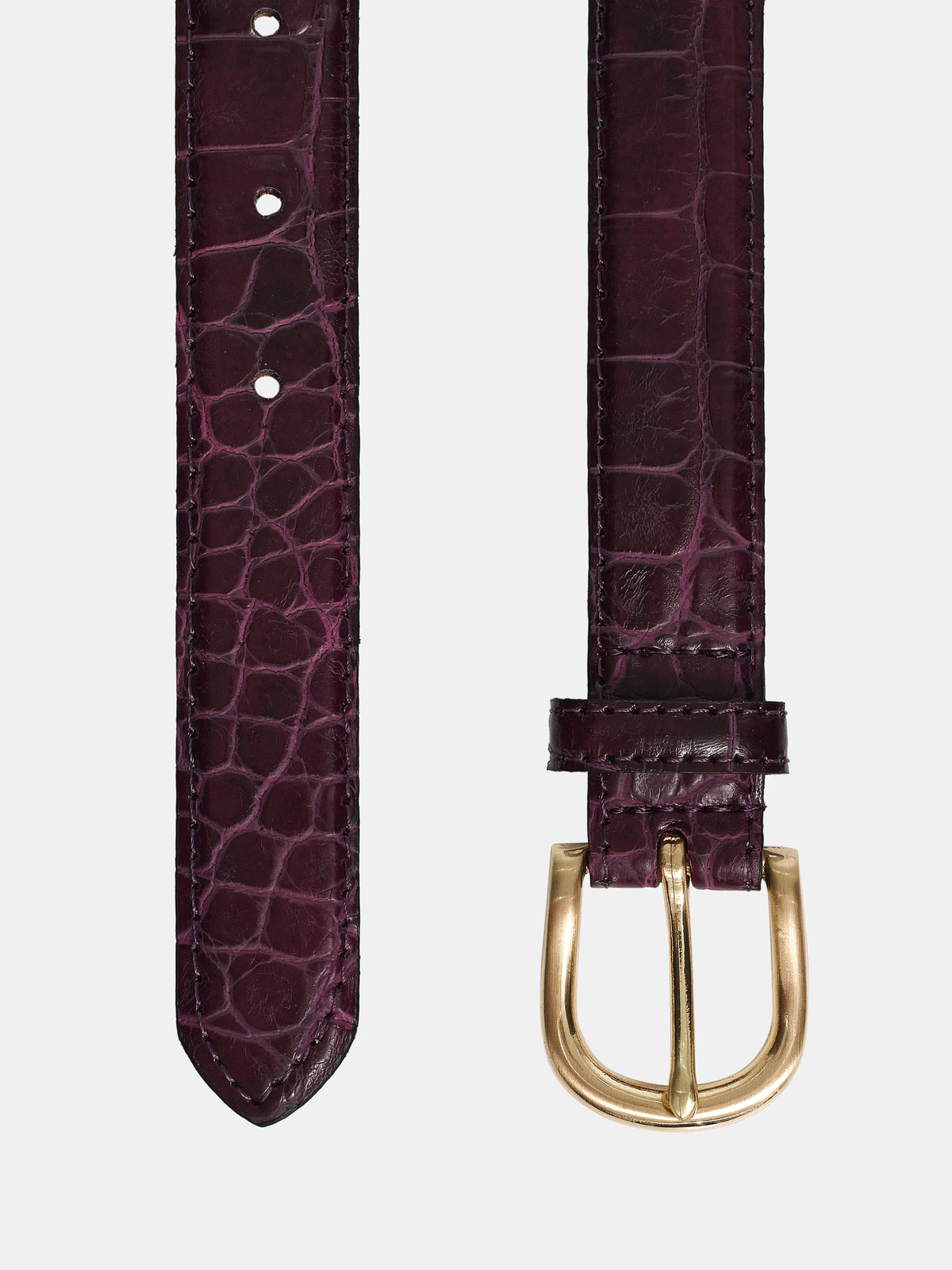 Thin Croc-Effect Belt, Mulberry