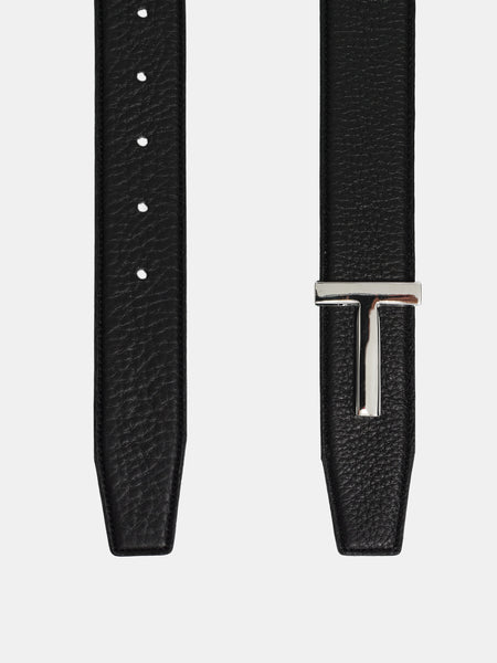 T-Buckle Leather Belt, Silver – SourceUnknown