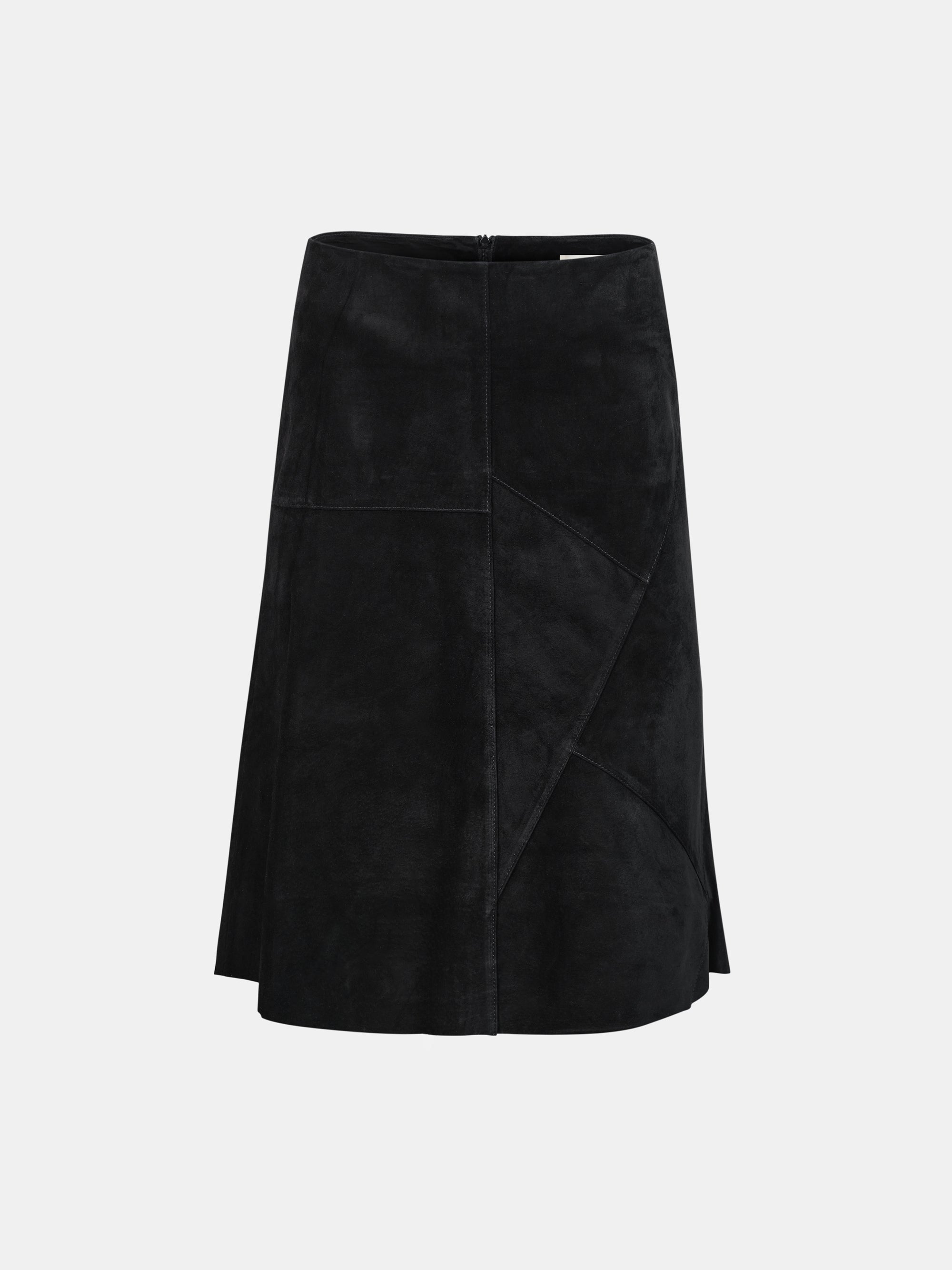 Mila Suede Midi Skirt, Black