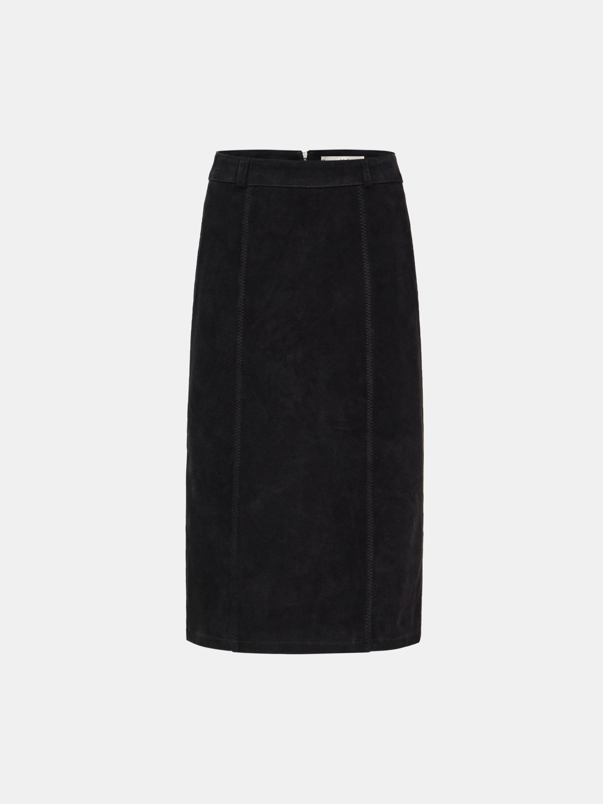 Lidiane Suede Midi Skirt, Black