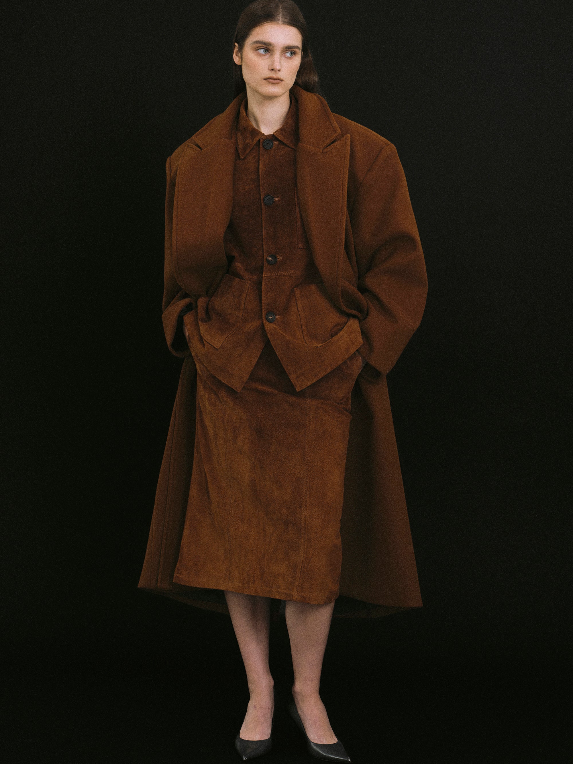 Wallis Oversized Grandpa Coat, Pecan – SourceUnknown