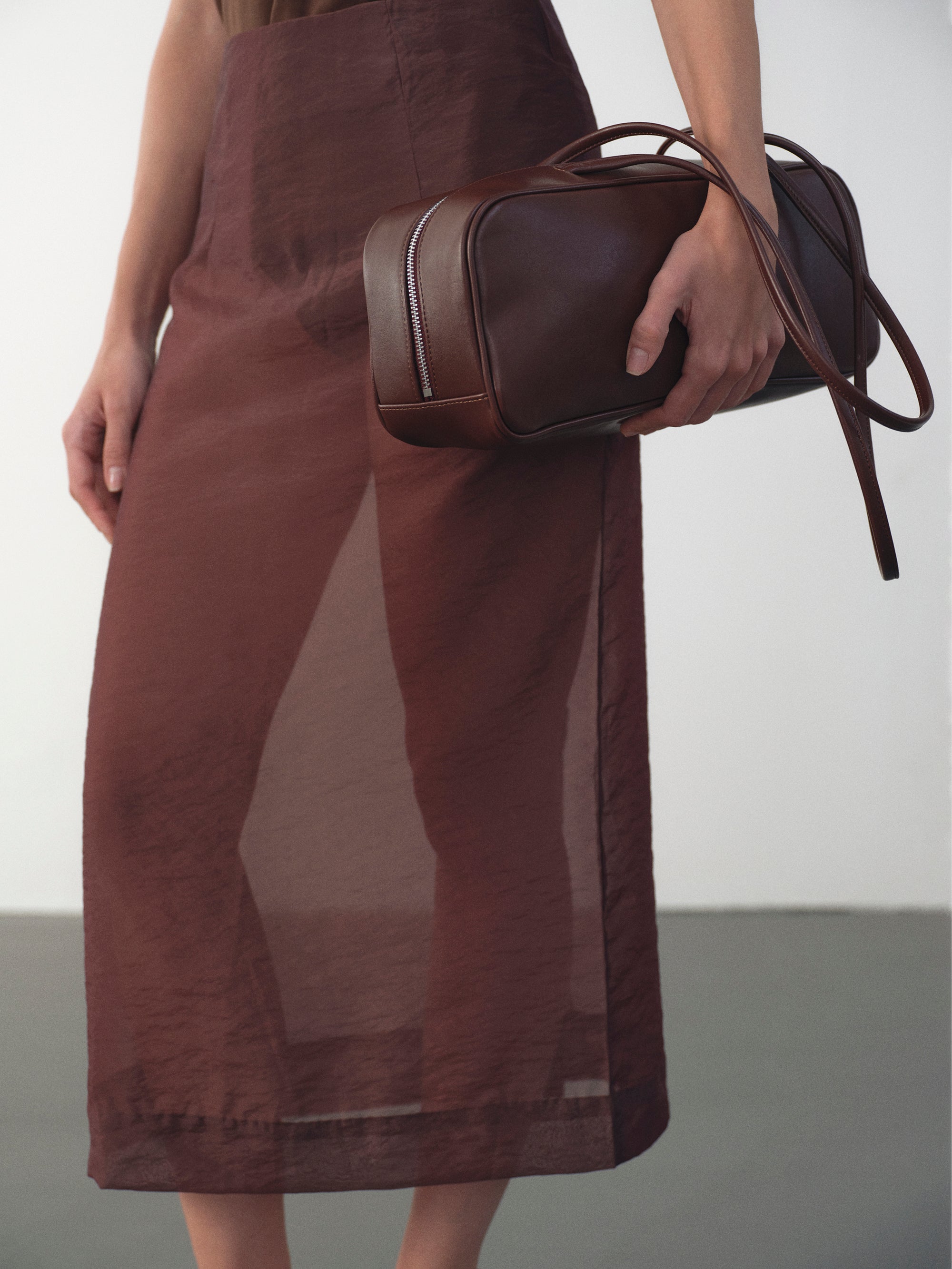 Wine Kangaroo Midi Skirt
