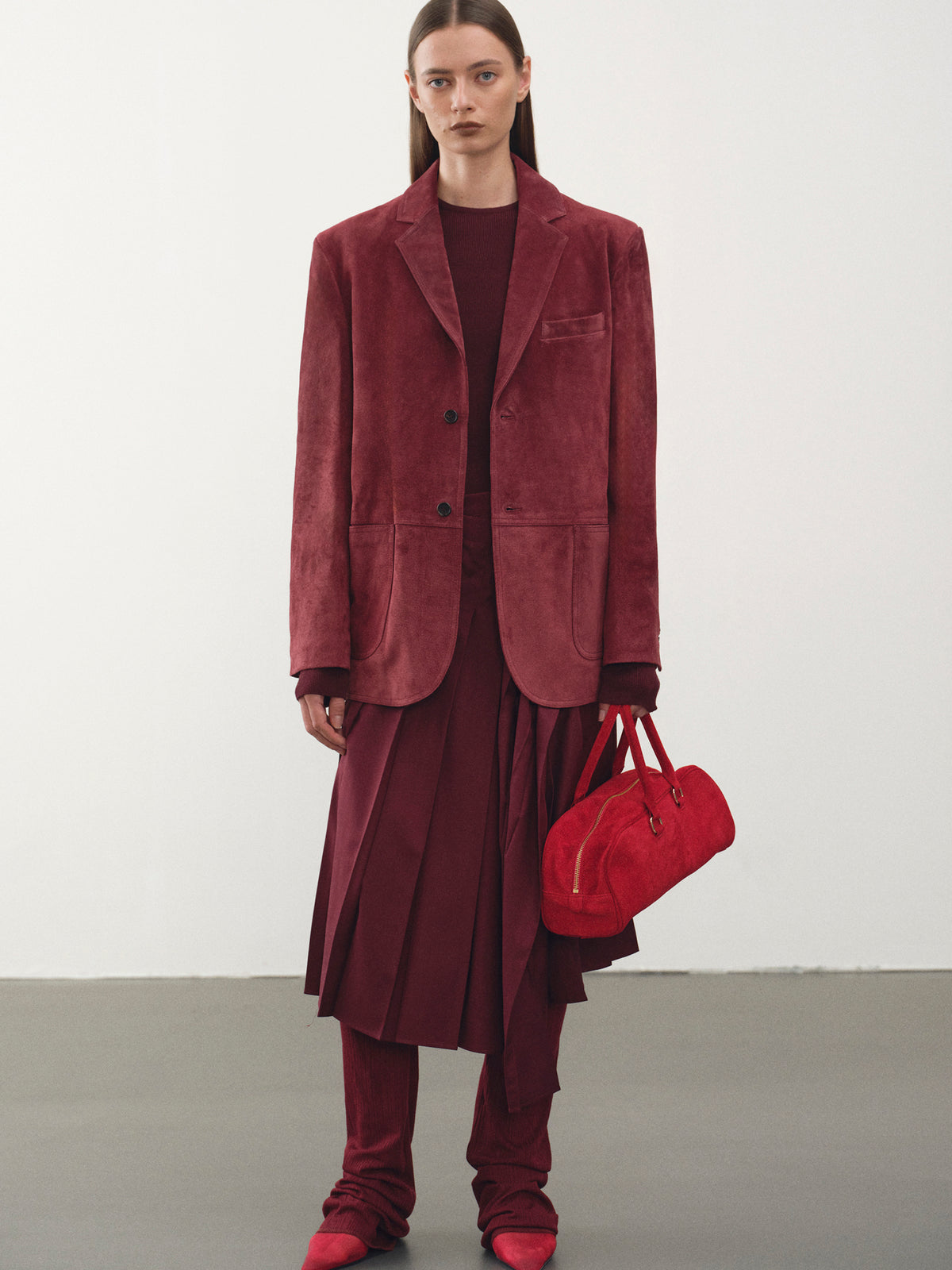 Kant Suede Blazer, Burgundy