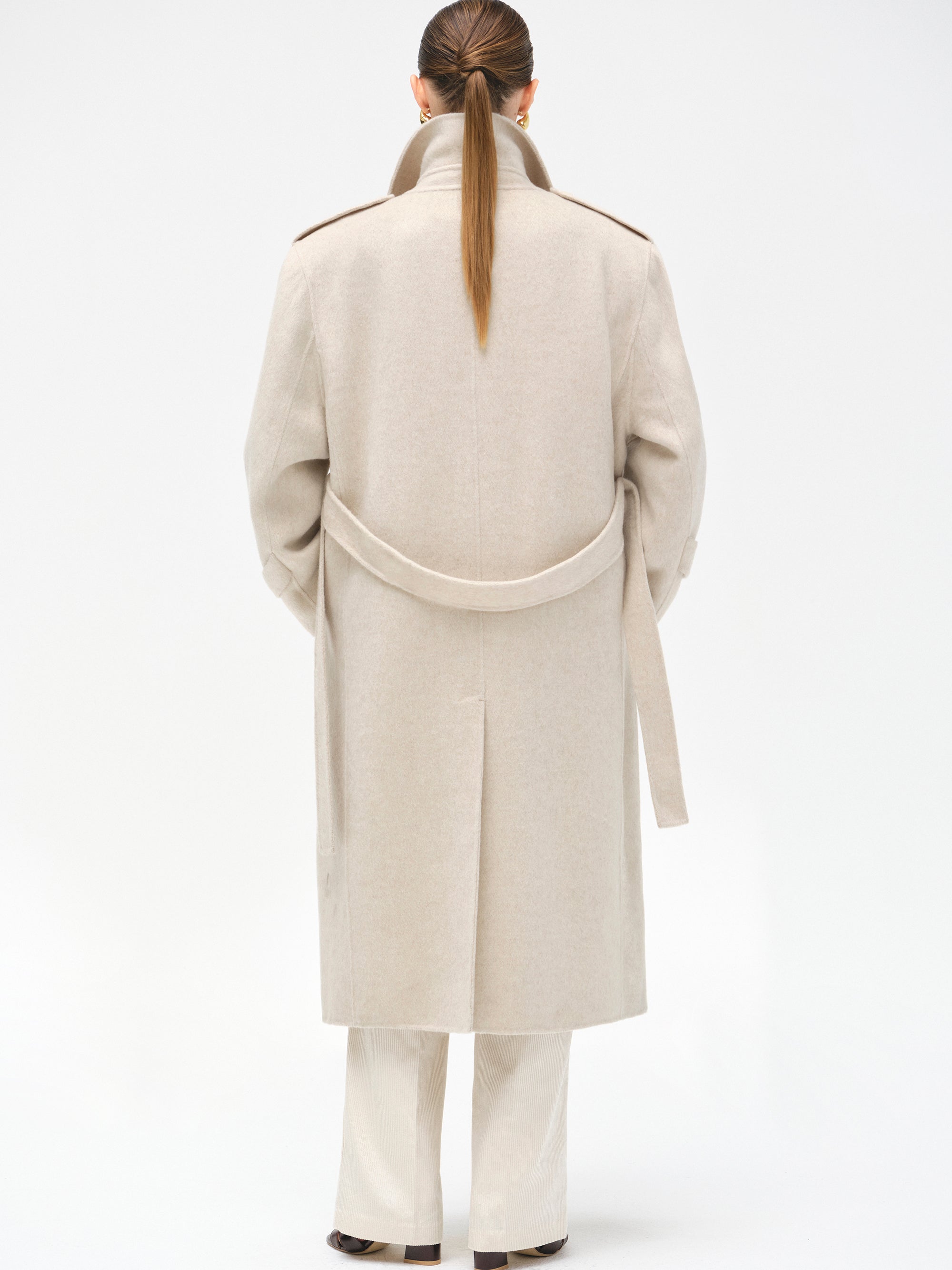 Oversized Wool Trench Coat, Birch