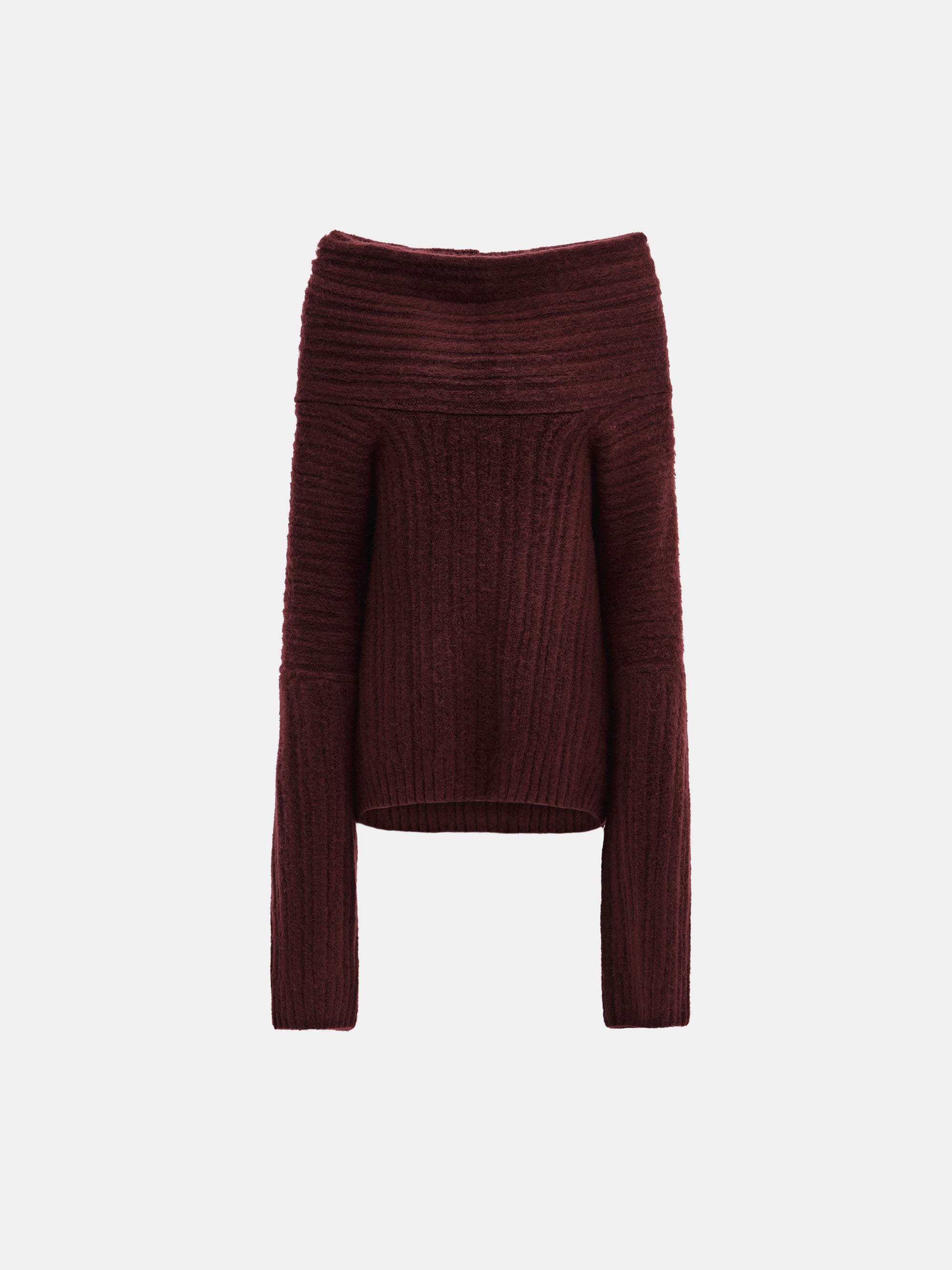 Becca Oversized High Roll Knit Pullover, Burgundy