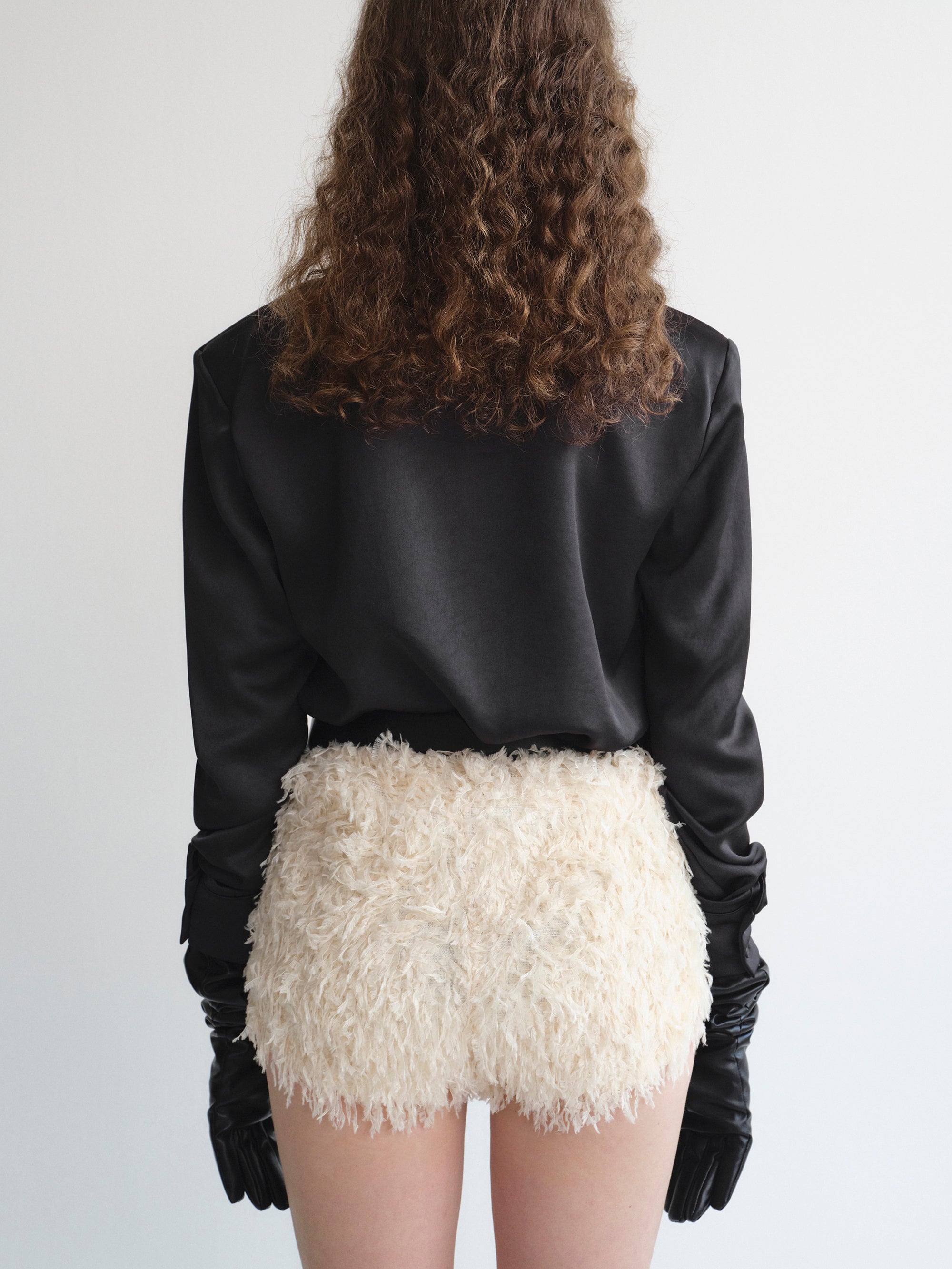 Koa Scarf Collar Satin Blouse, Black