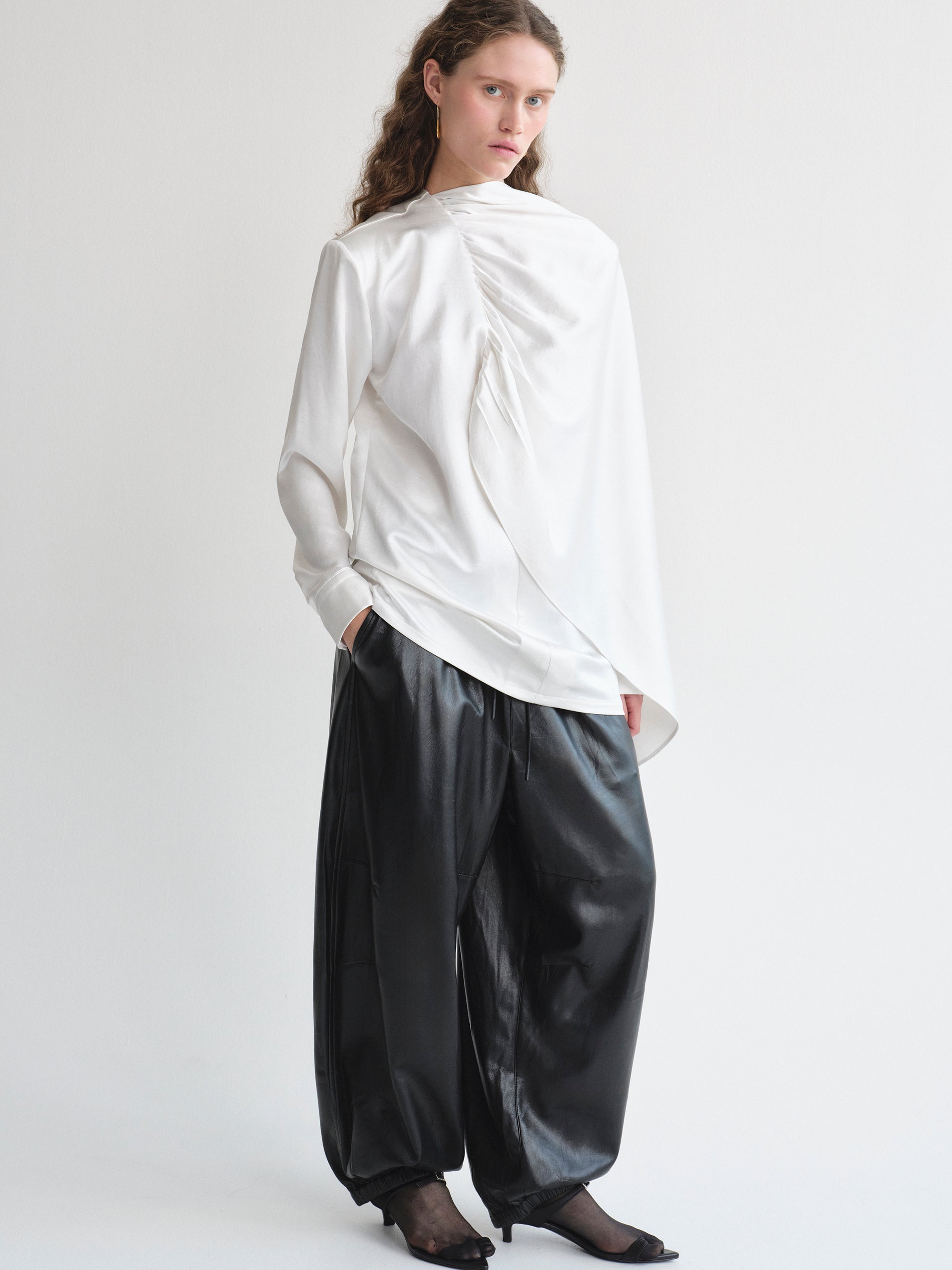 Faux-Leather Parachute Trousers, Black – SourceUnknown