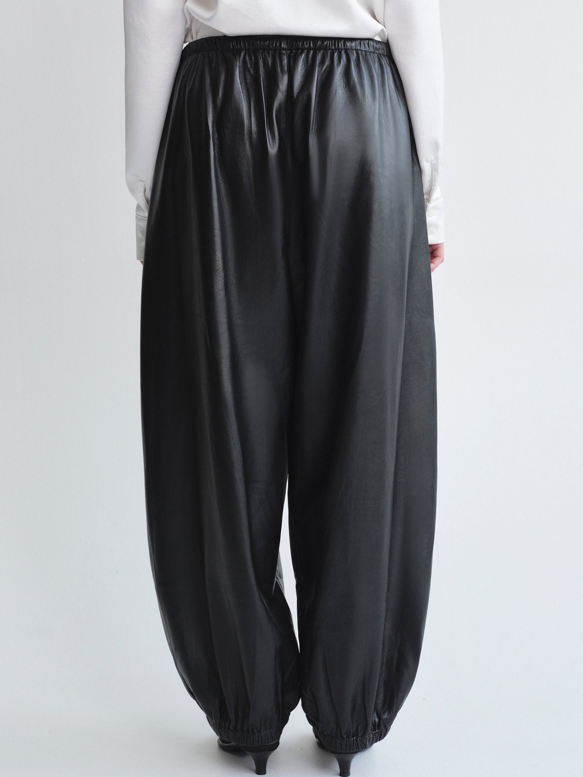 Faux-Leather Parachute Trousers, Black – SourceUnknown