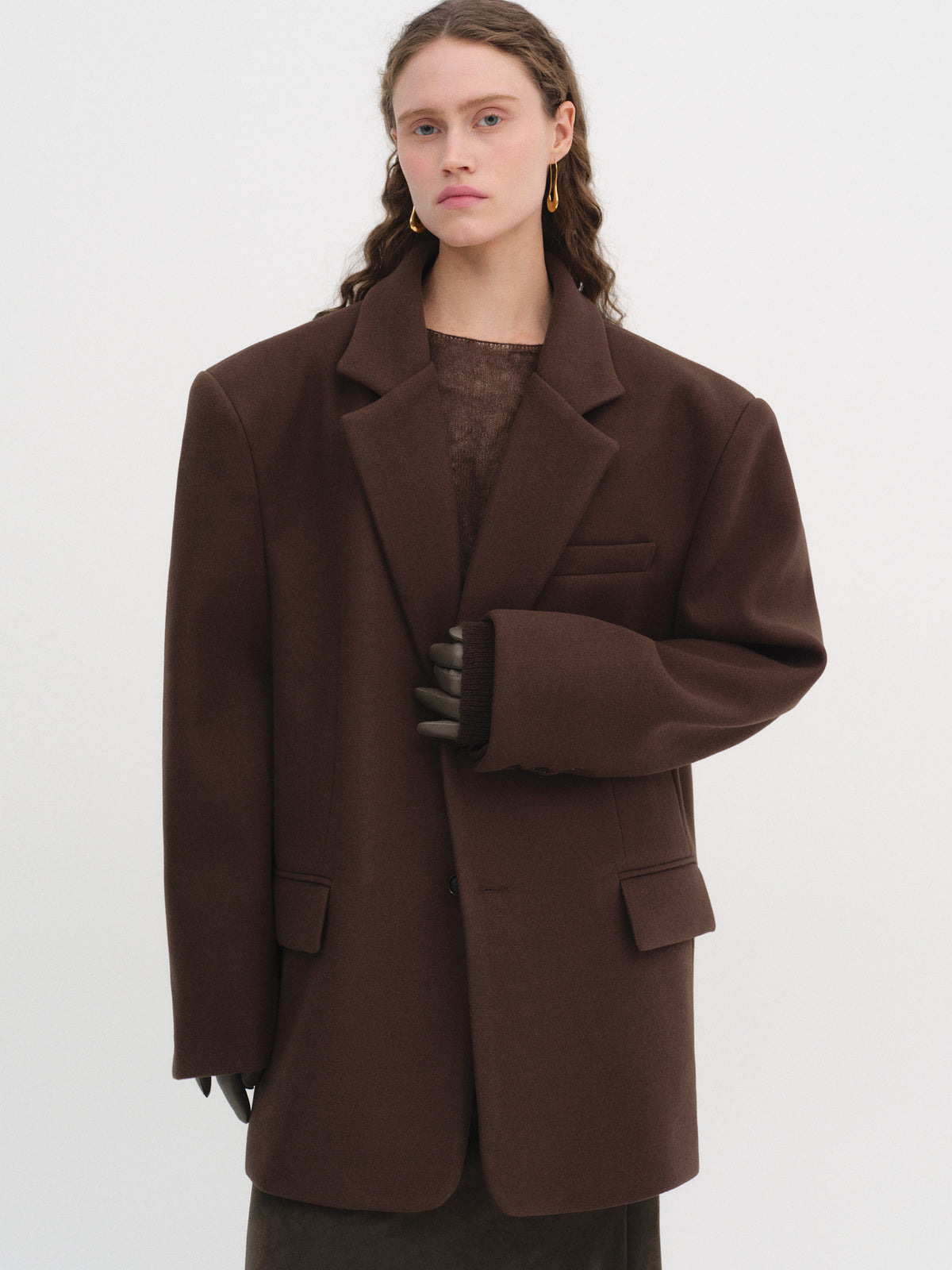 Hayk Oversized Boyfriend Blazer, Chocolate