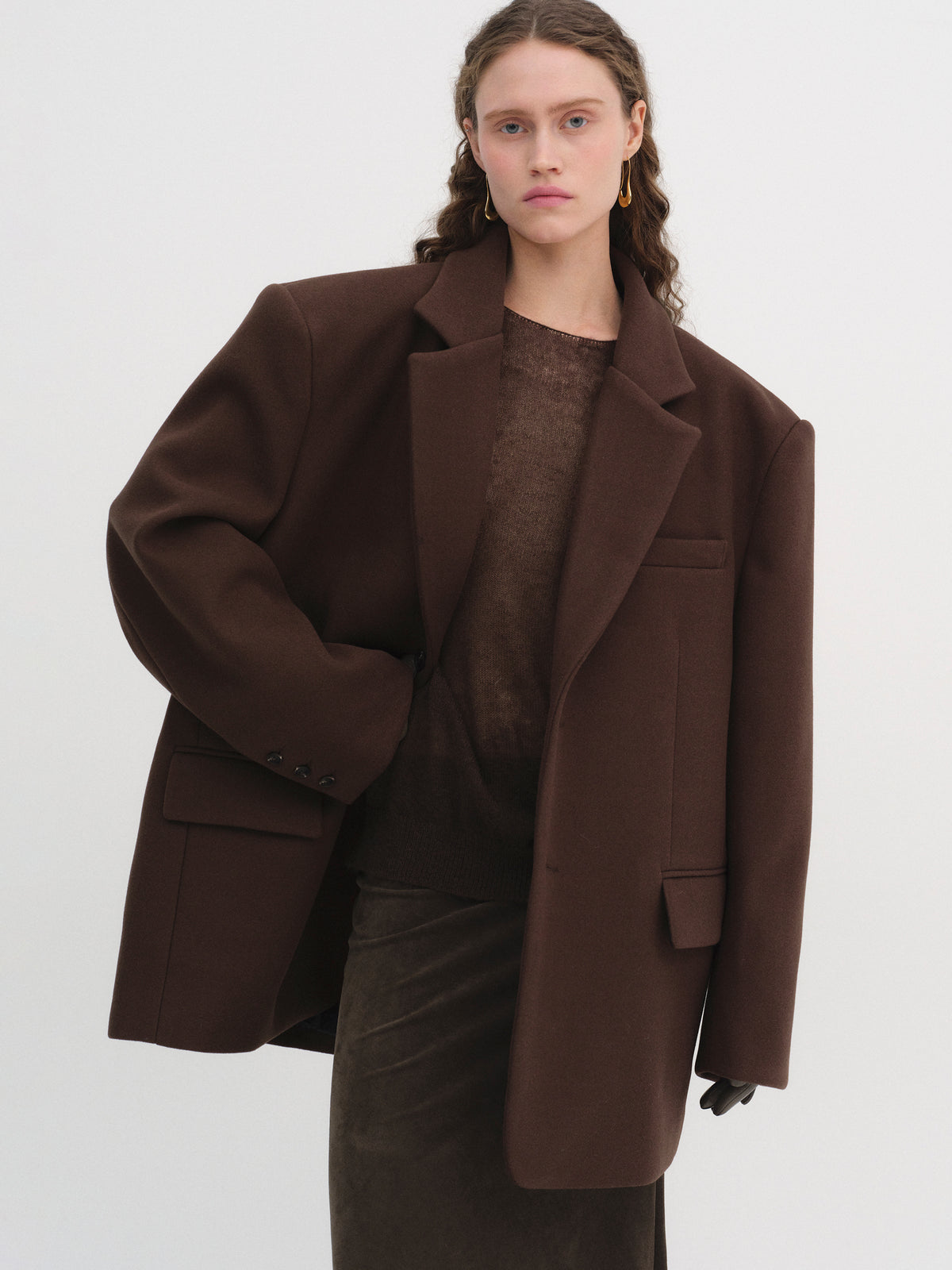 Hayk Oversized Boyfriend Blazer, Chocolate