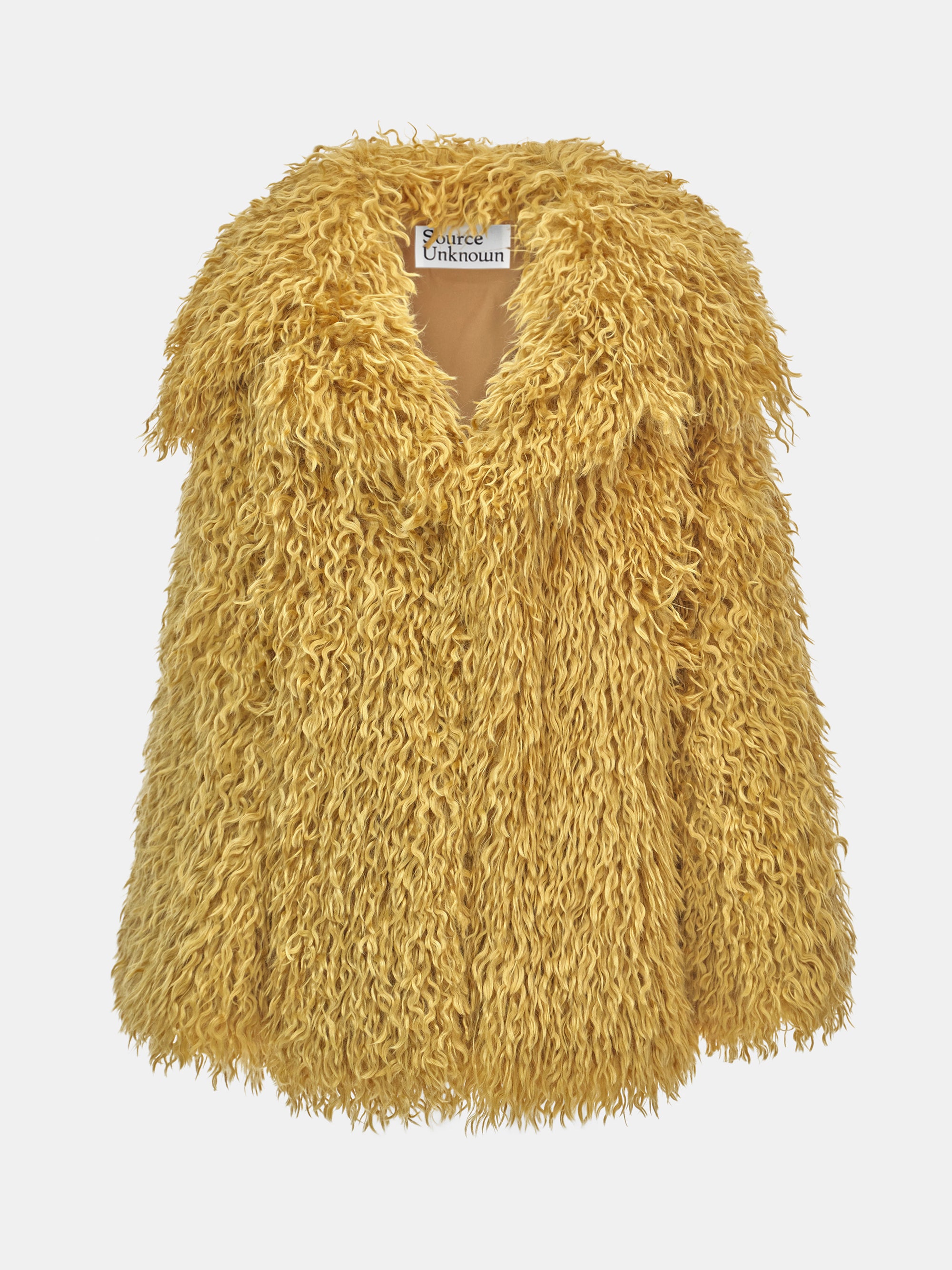 Cassia Shag Fur Coat, Mustard