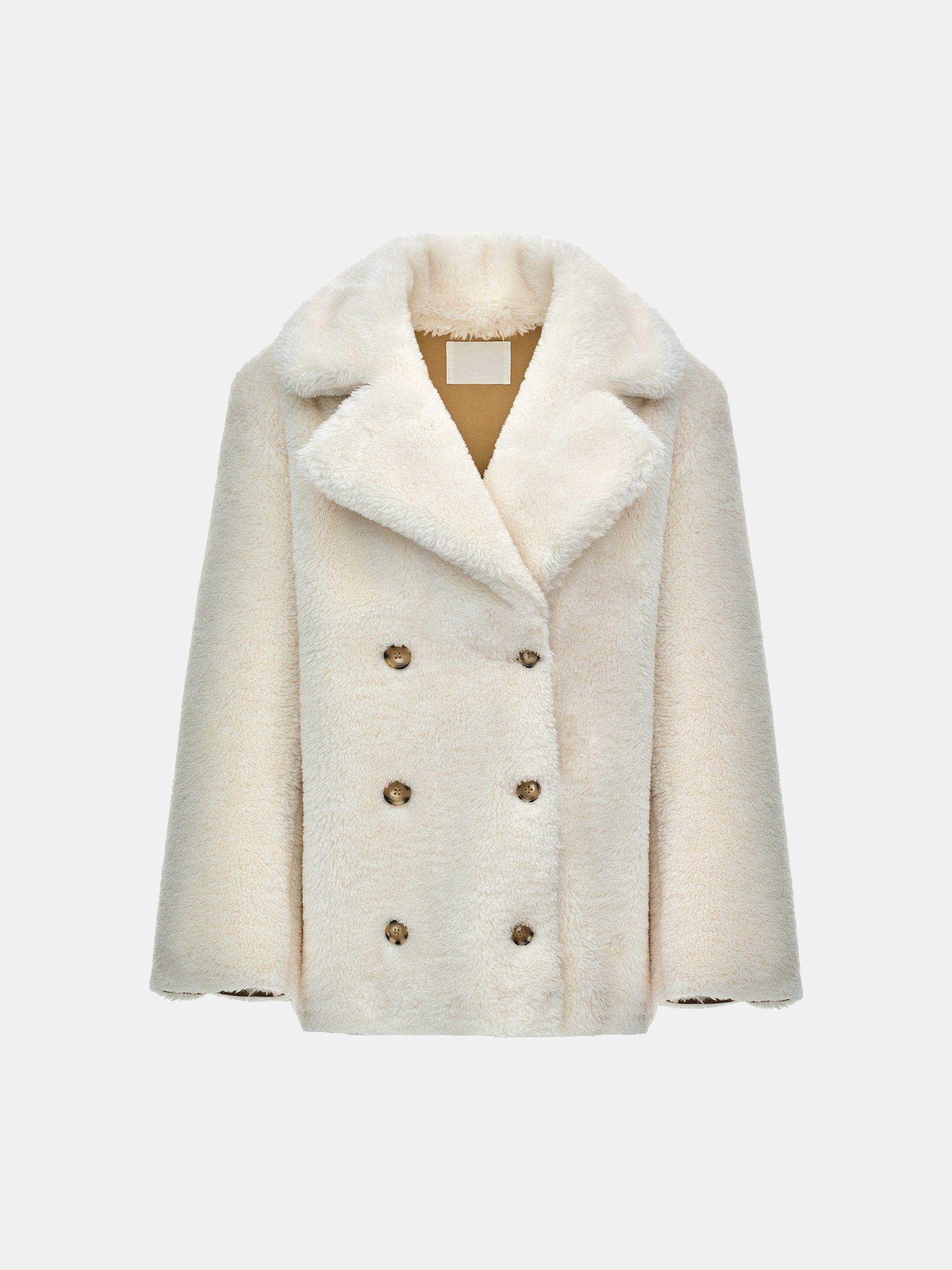 Double-breasted Shearling Jacket, Ivory