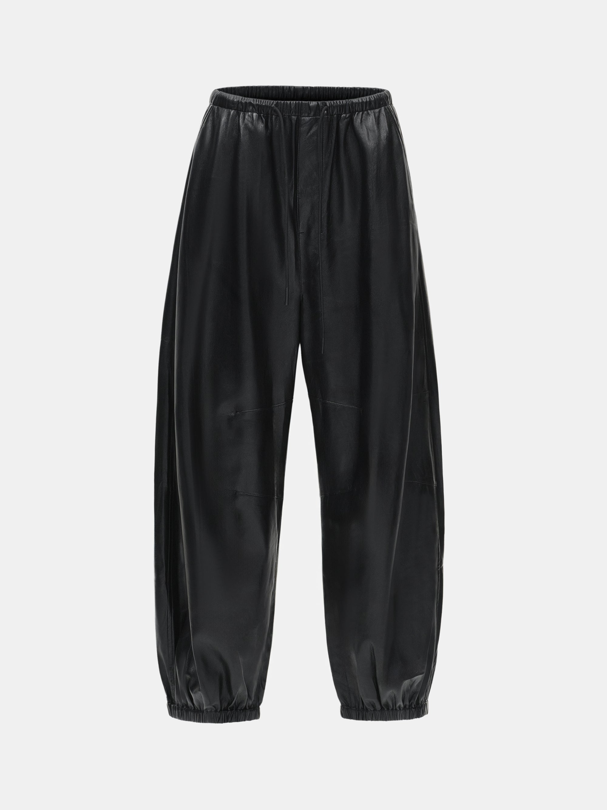 Faux-Leather Parachute Trousers, Black