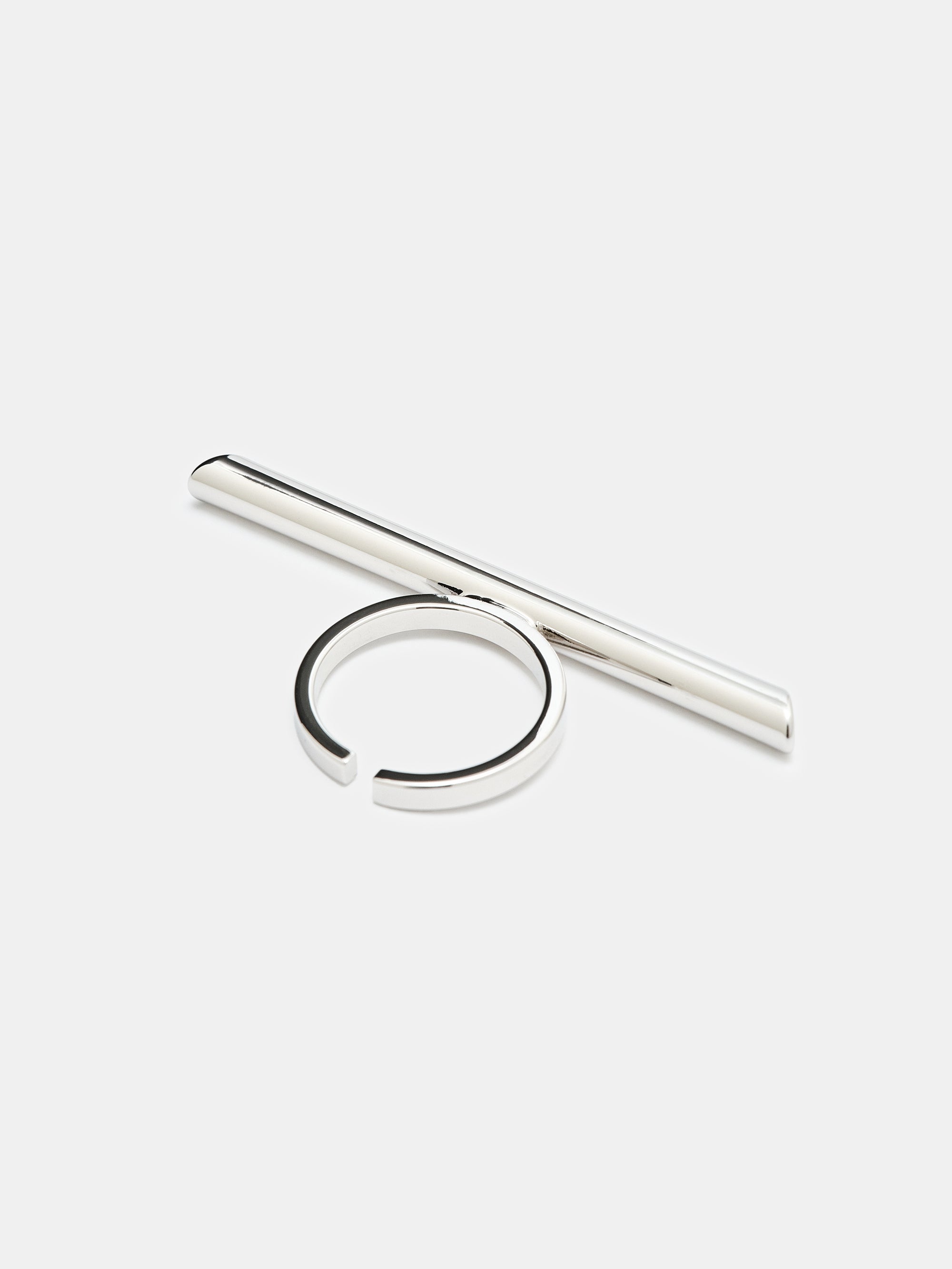 Brass Bar Ring, Silver