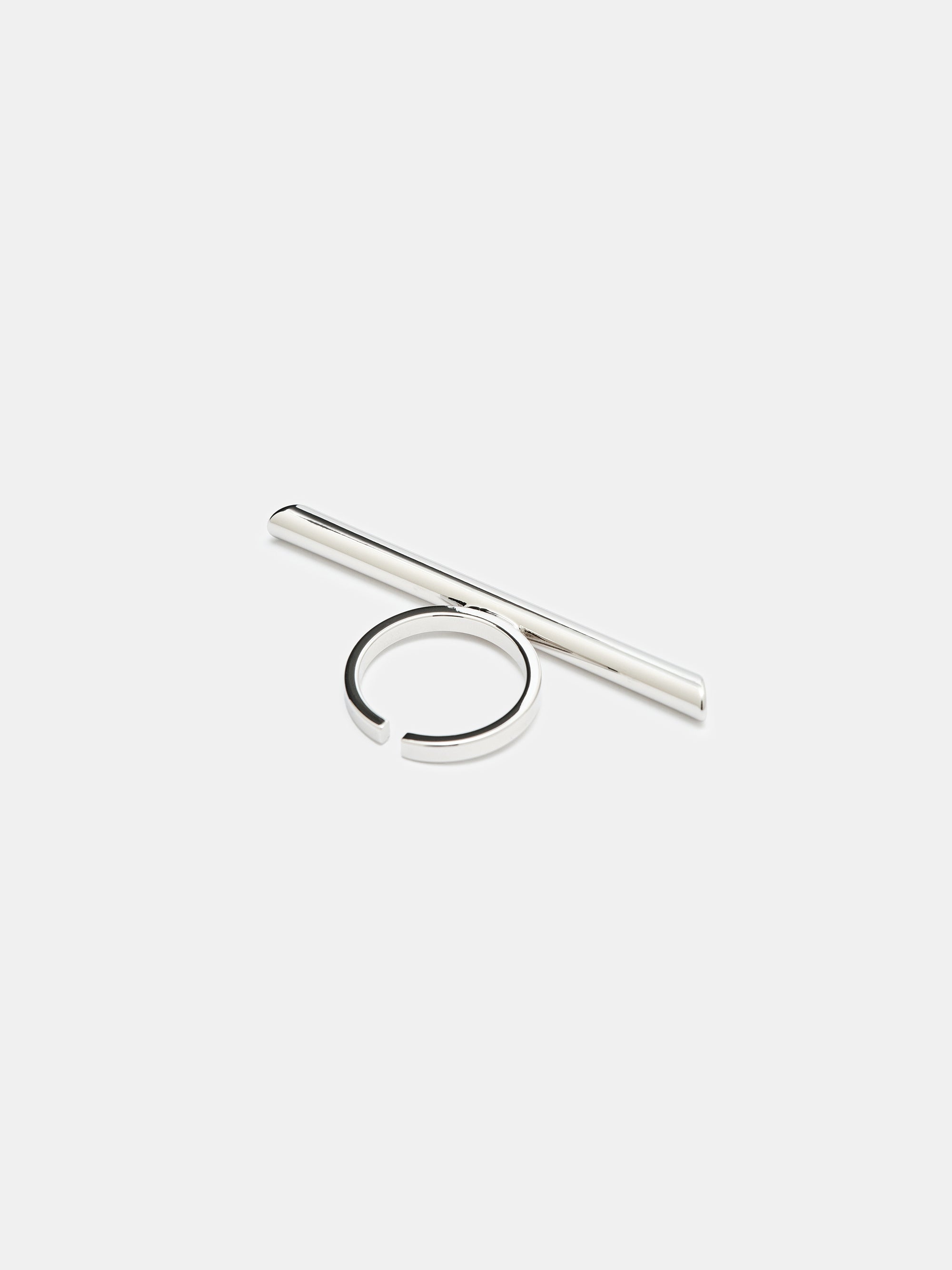 Brass Bar Ring, Silver