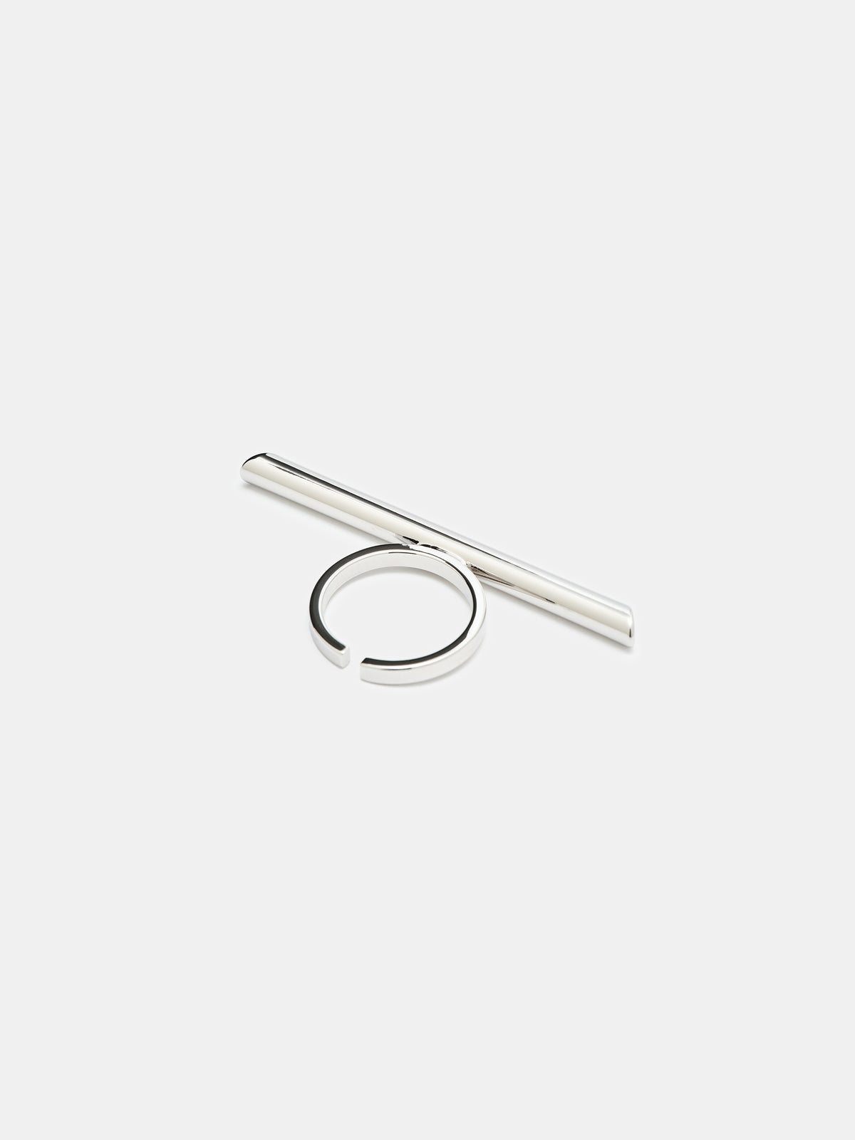 Brass Bar Ring, Silver
