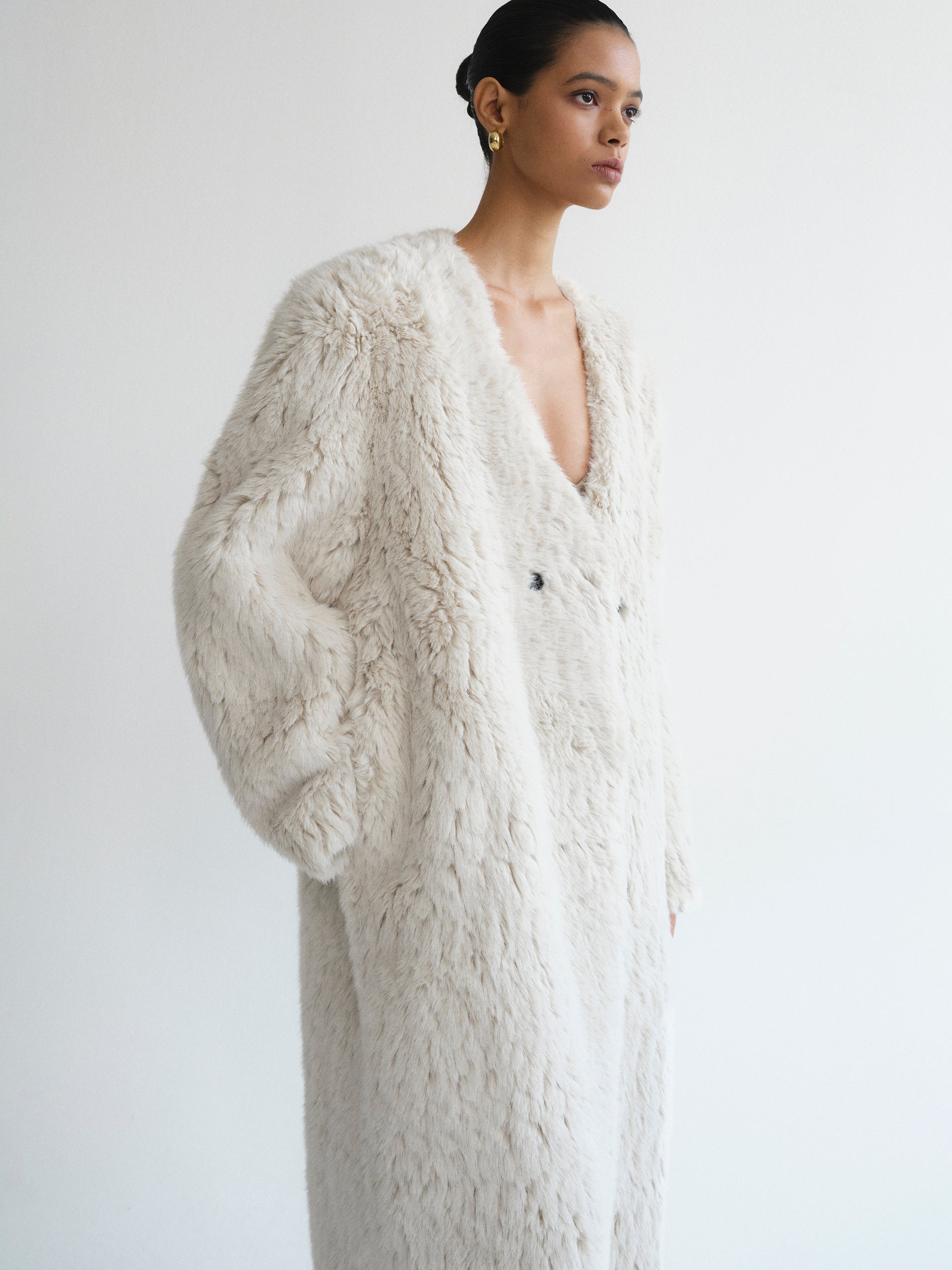Faux Shearling Coat, Ivory