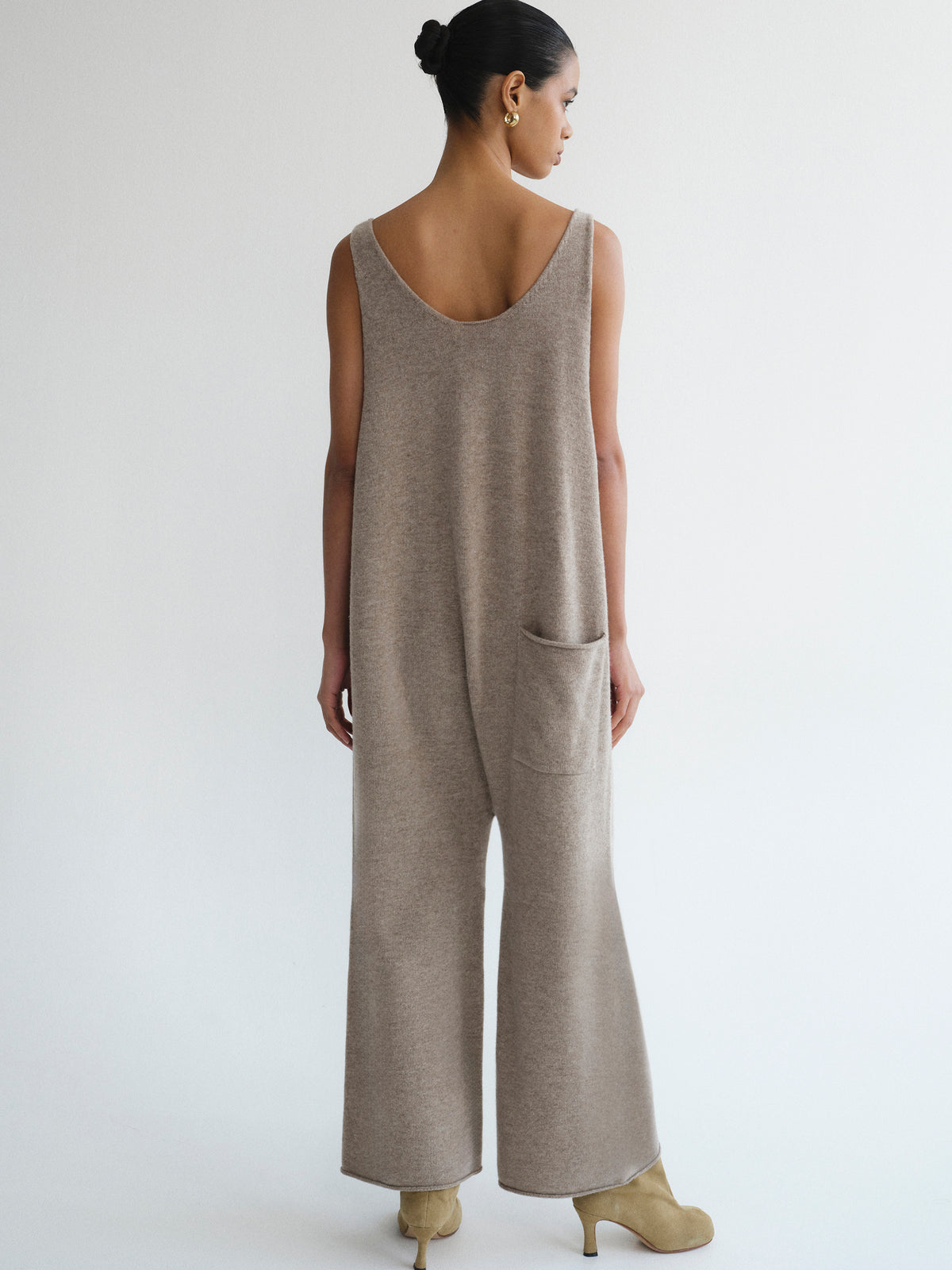 Aligi Wool-Cashmere Blend Jumpsuit, Beige