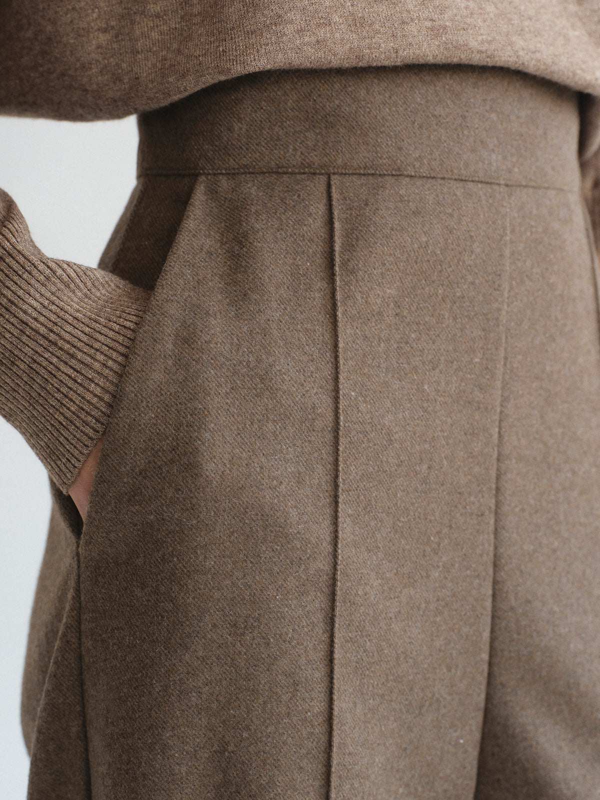 Mesash Creased Long Trousers, Brown