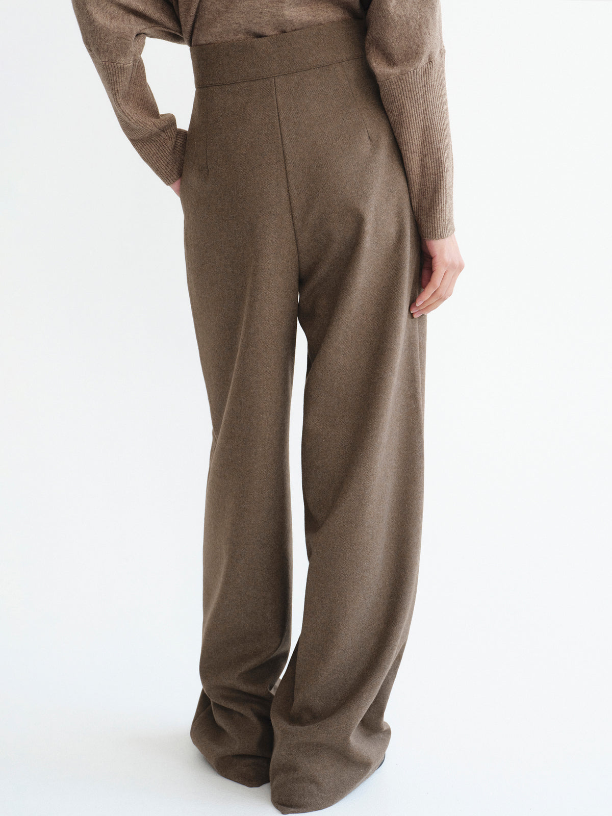 Mesash Creased Long Trousers, Brown