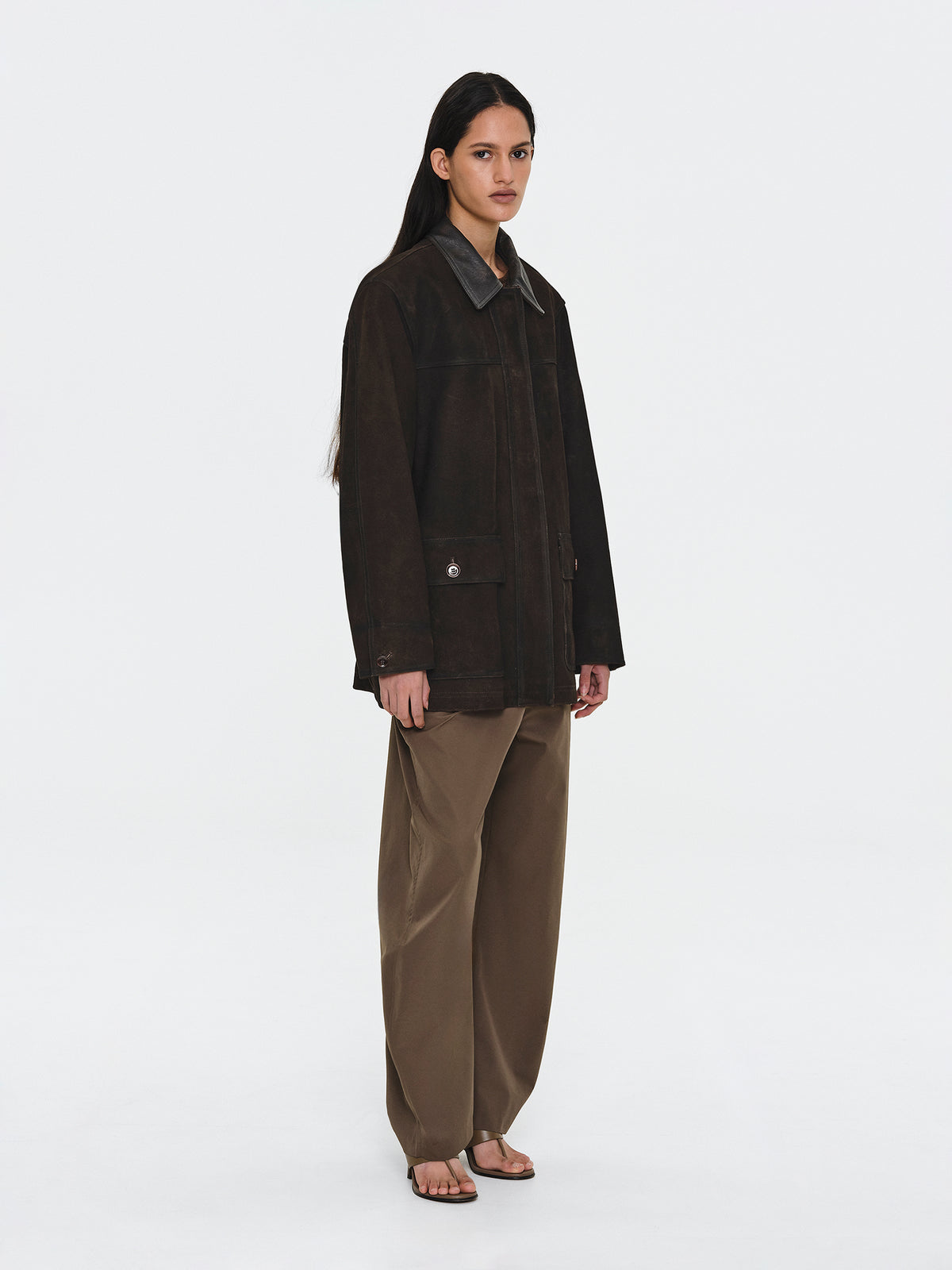 Bou Paneled Barn Suede Jacket, Brown