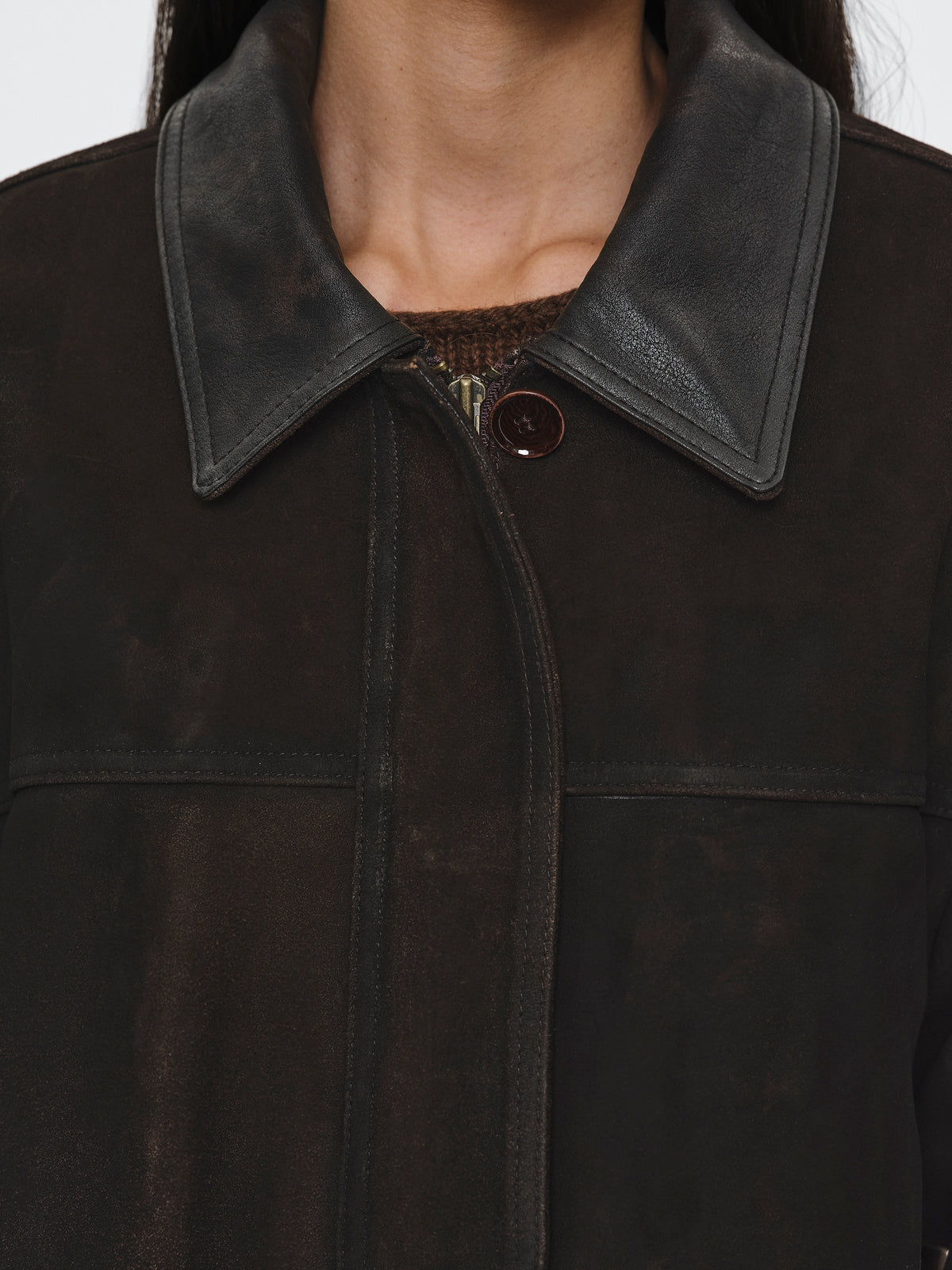 Bou Paneled Barn Suede Jacket, Brown