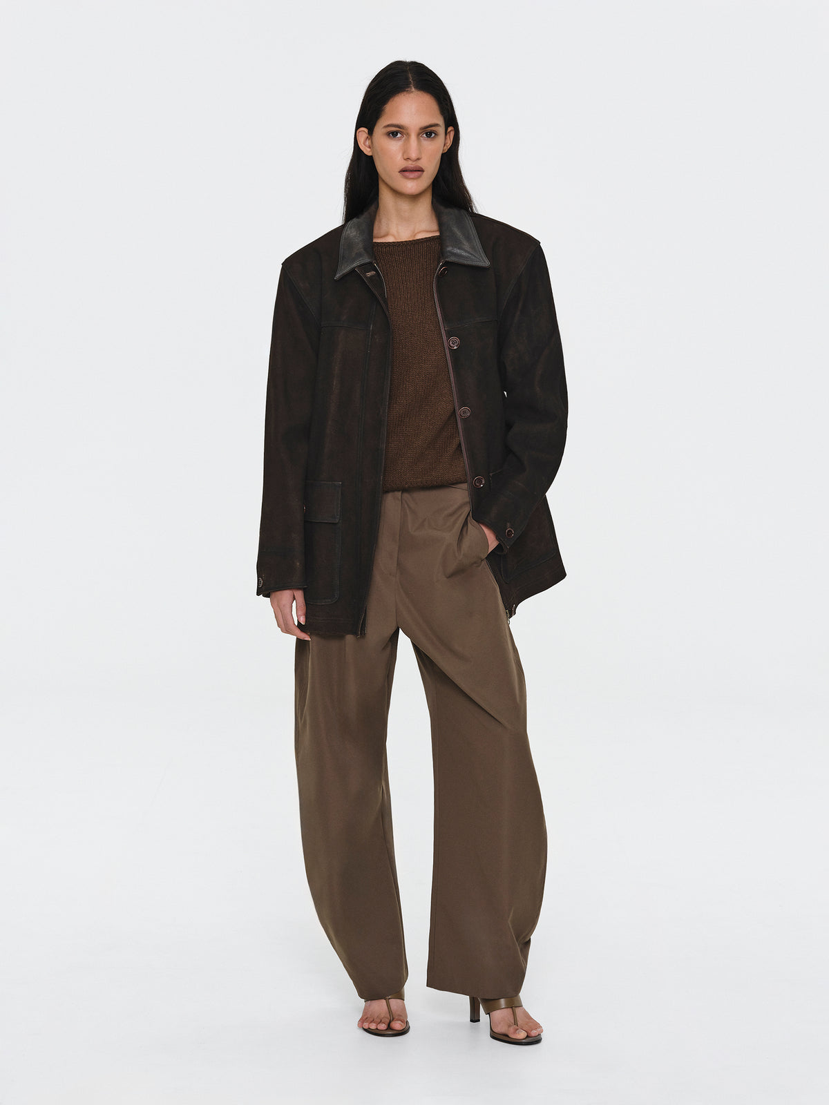 Bou Paneled Barn Suede Jacket, Brown