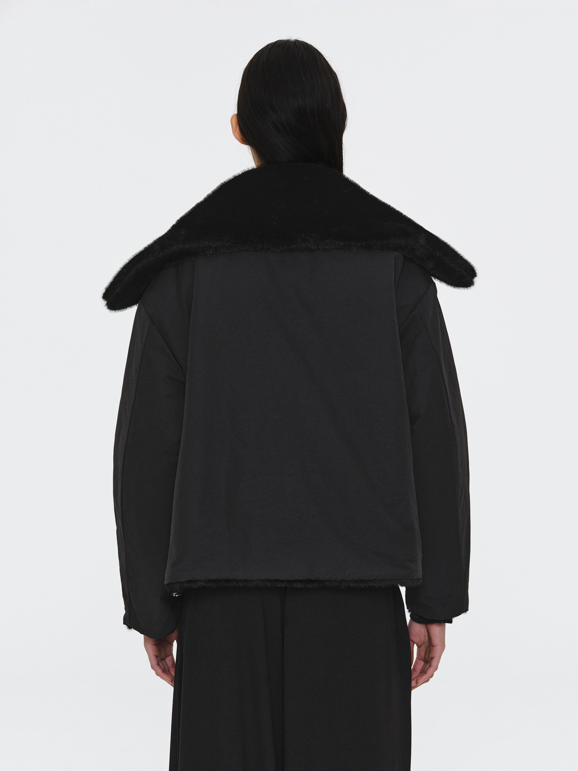 Reversible Faux-Fur Jacket, Black
