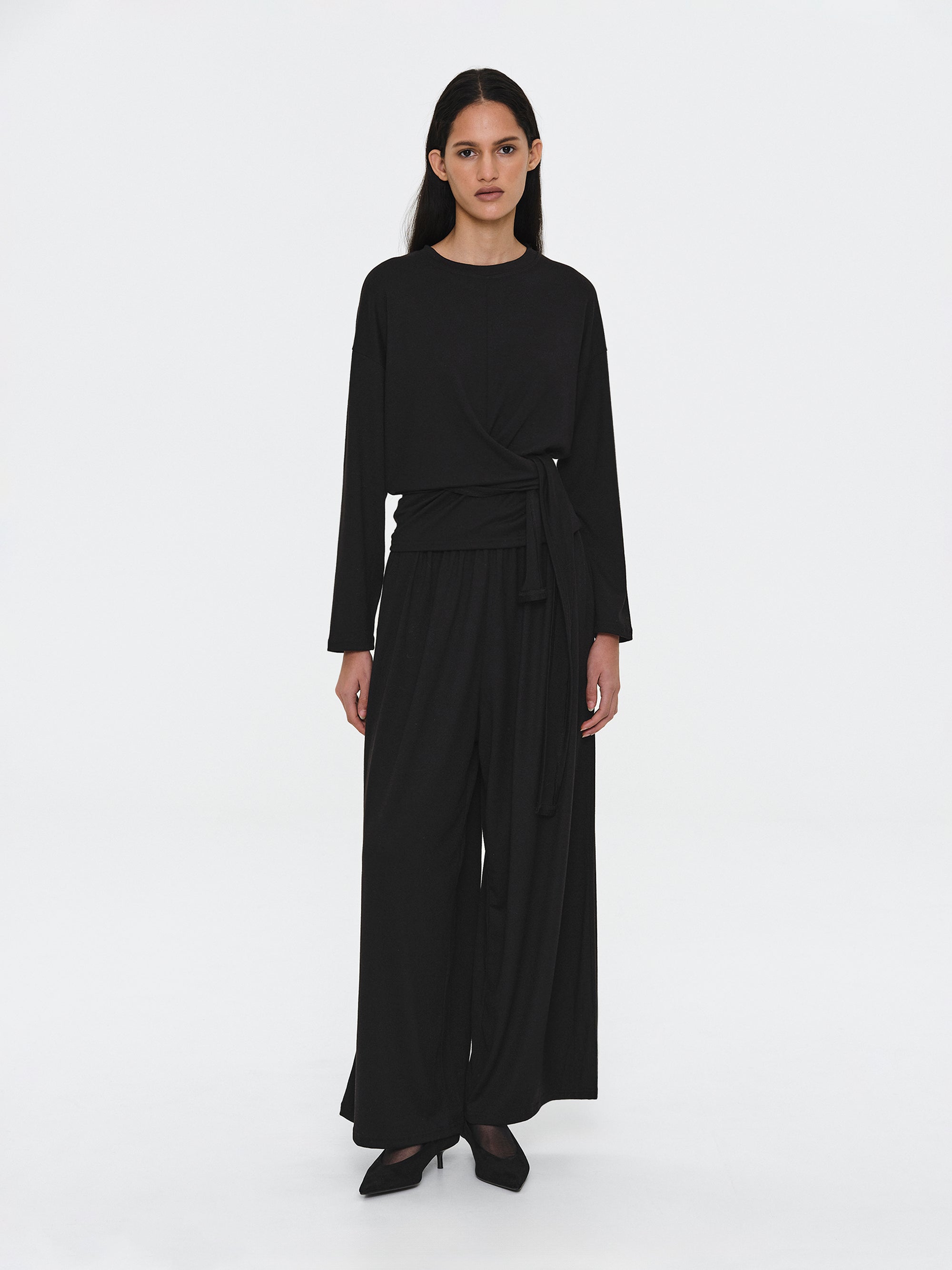 Peached Jersey Lounge Pants, Black