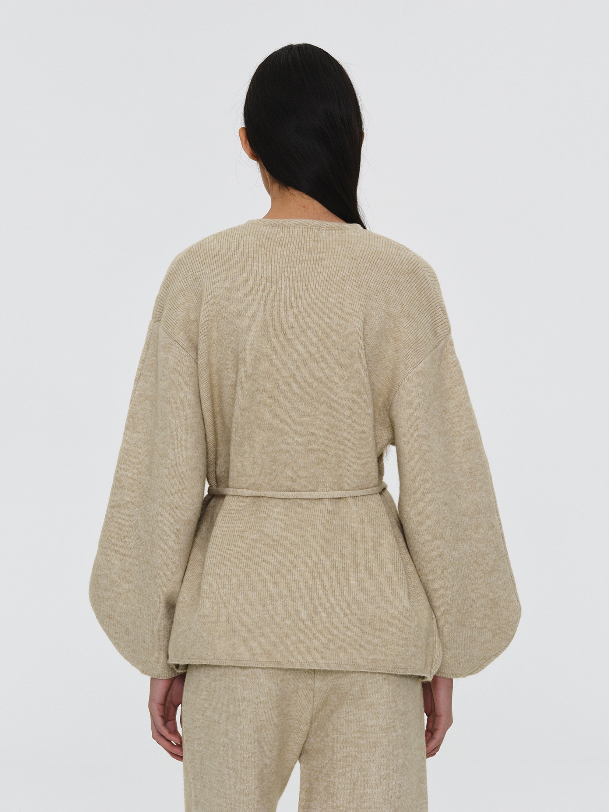 Robe Cardigan & Pants Set, Melange Beige