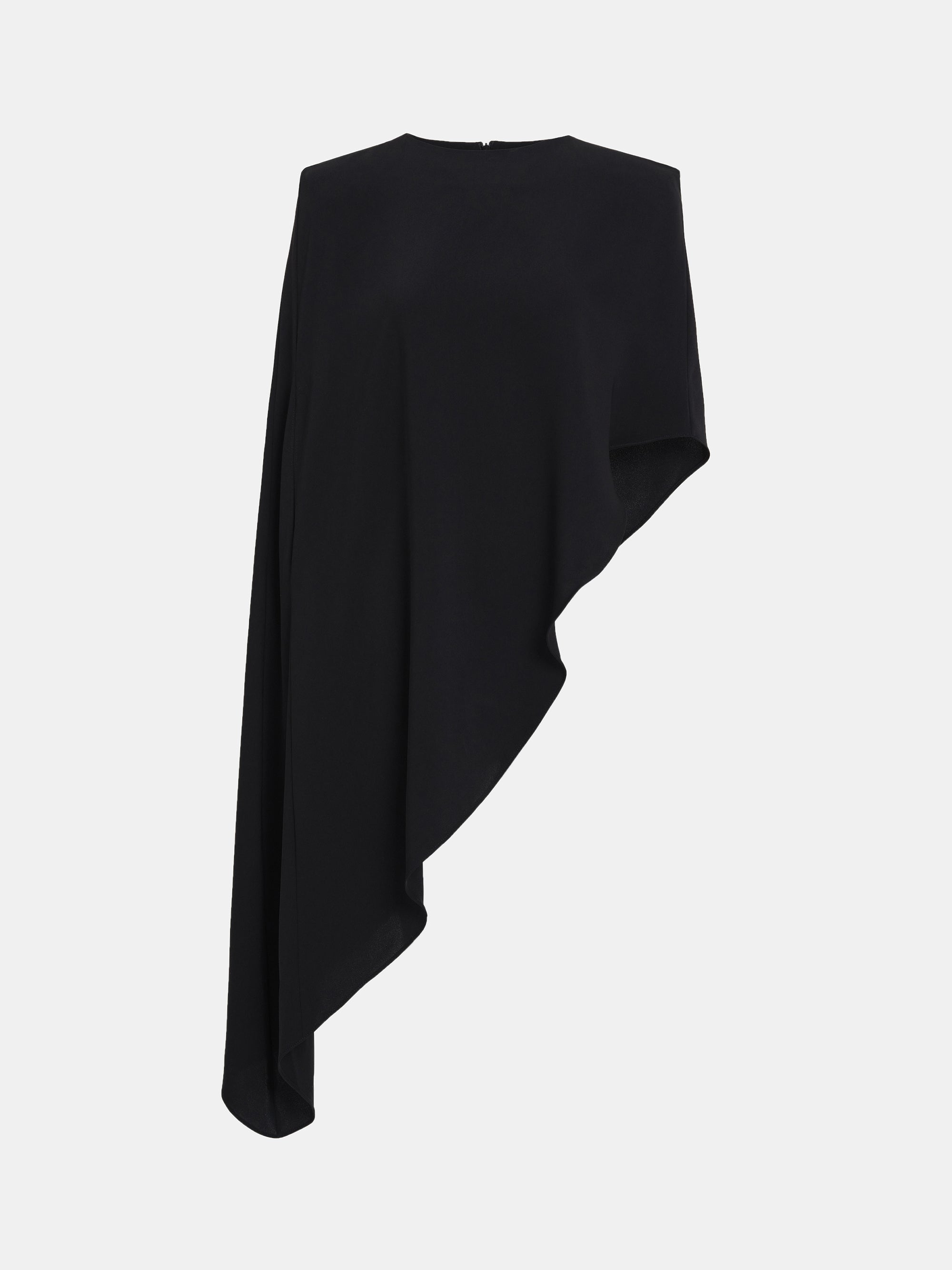 Amia Asymmetric Satin Blouse, Black