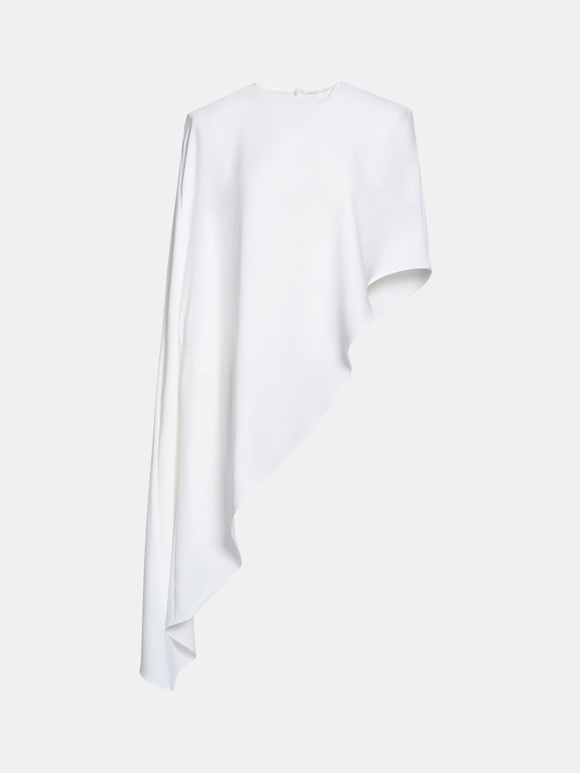 Amia Asymmetric Satin Blouse, White