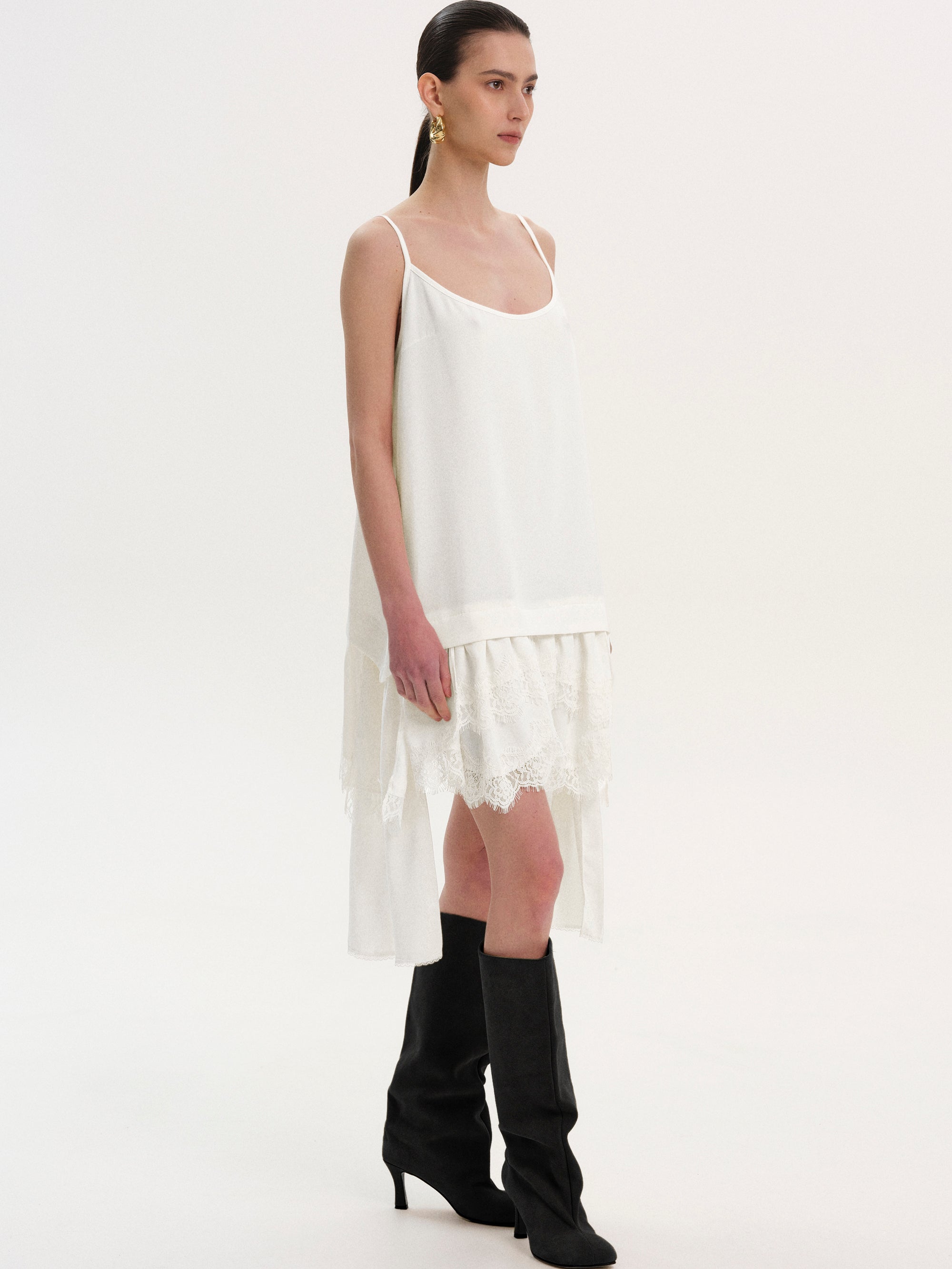 acka lame camisole dress white サイズ2 acka lame camisole dress white サイズ2