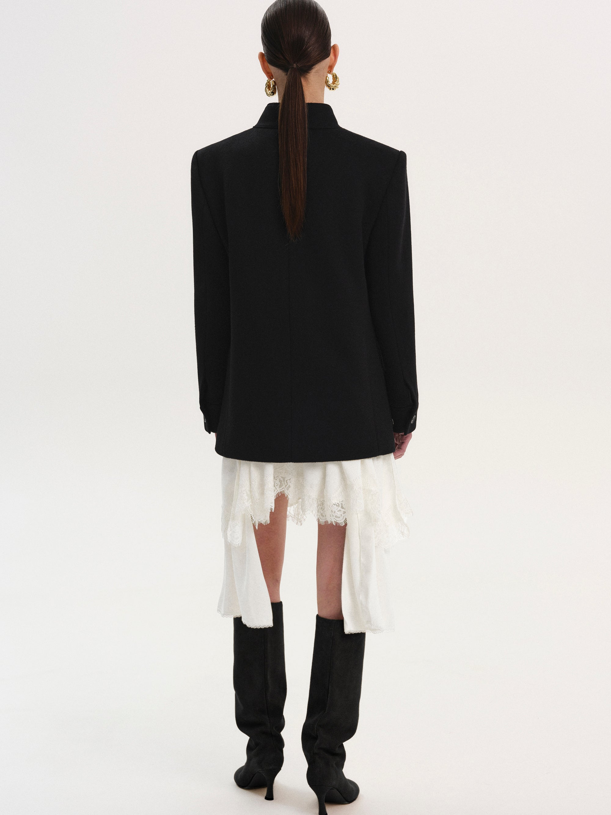 Wool Cashmere Officer Jacket, Black