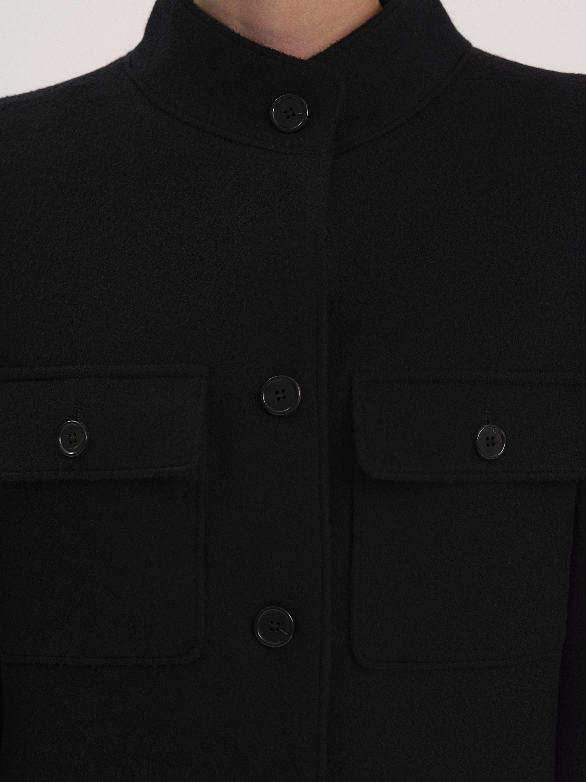 Wool Cashmere Officer Jacket, Black